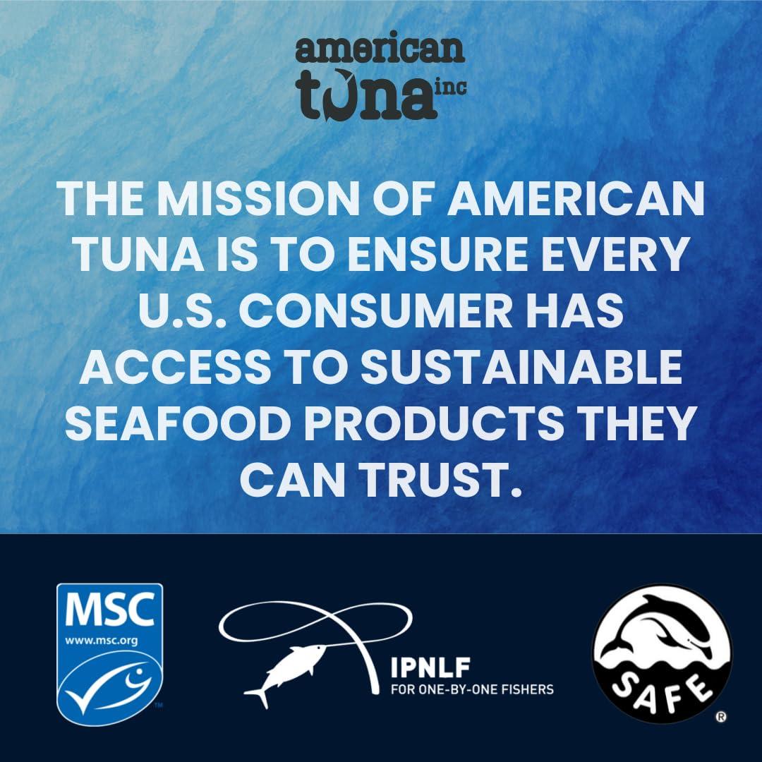 American Tuna Wild Albacore Tuna Fish by American Tuna - with Sea Salt, MSC Certified, Sustainable One by One Pole Wild Caught Fish - 6 oz cans | Pack of 12 | Premium Canned Tuna for Health and Flavor Enthusiasts!