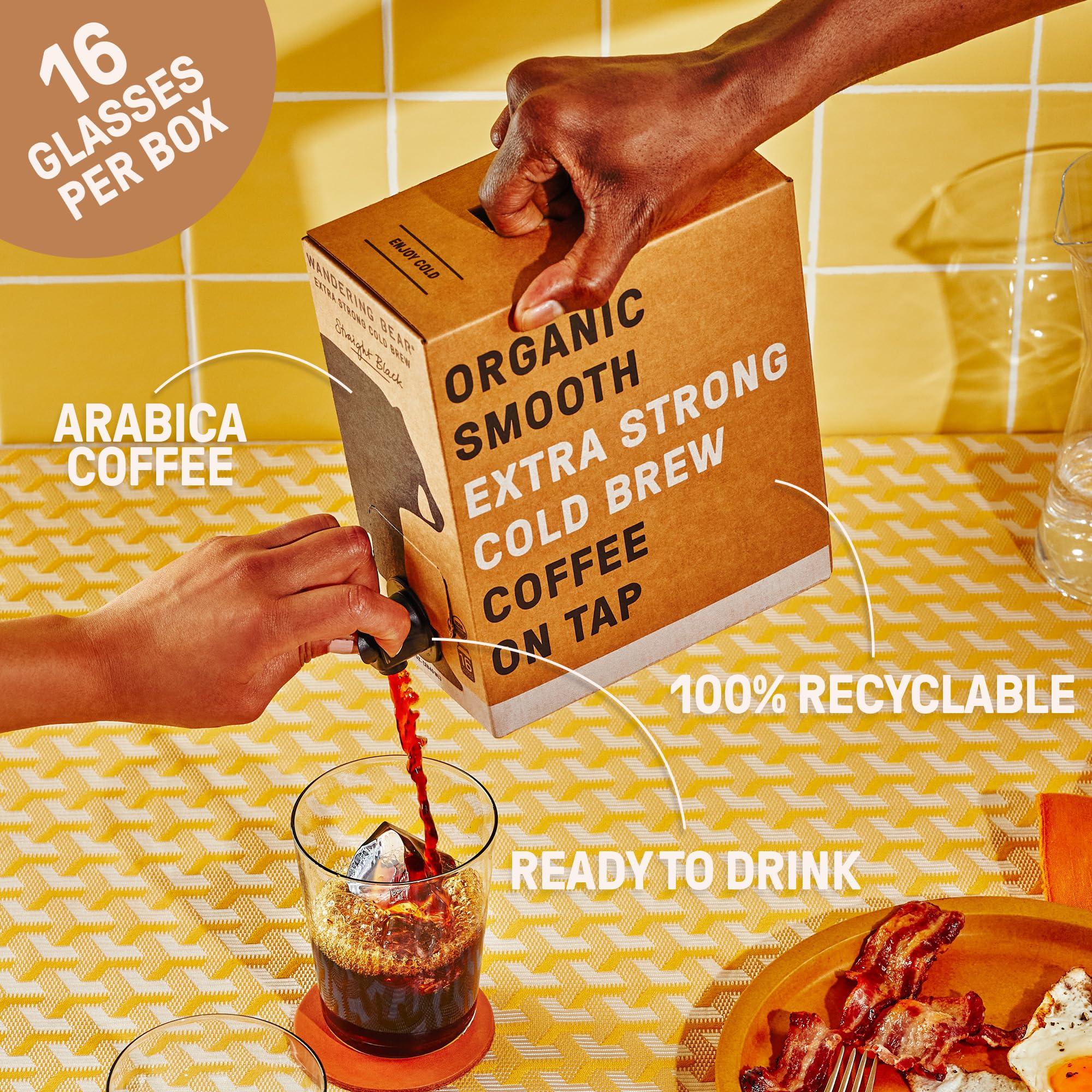 Wandering Bear Wandering Bear DECAF Cold Brew Coffee On Tap, 96 fl oz - Extra Strong, Smooth, Unsweetened, Shelf-Stable, and Ready to Drink Iced Coffee, Cold Brewed Coffee, Cold Coffee