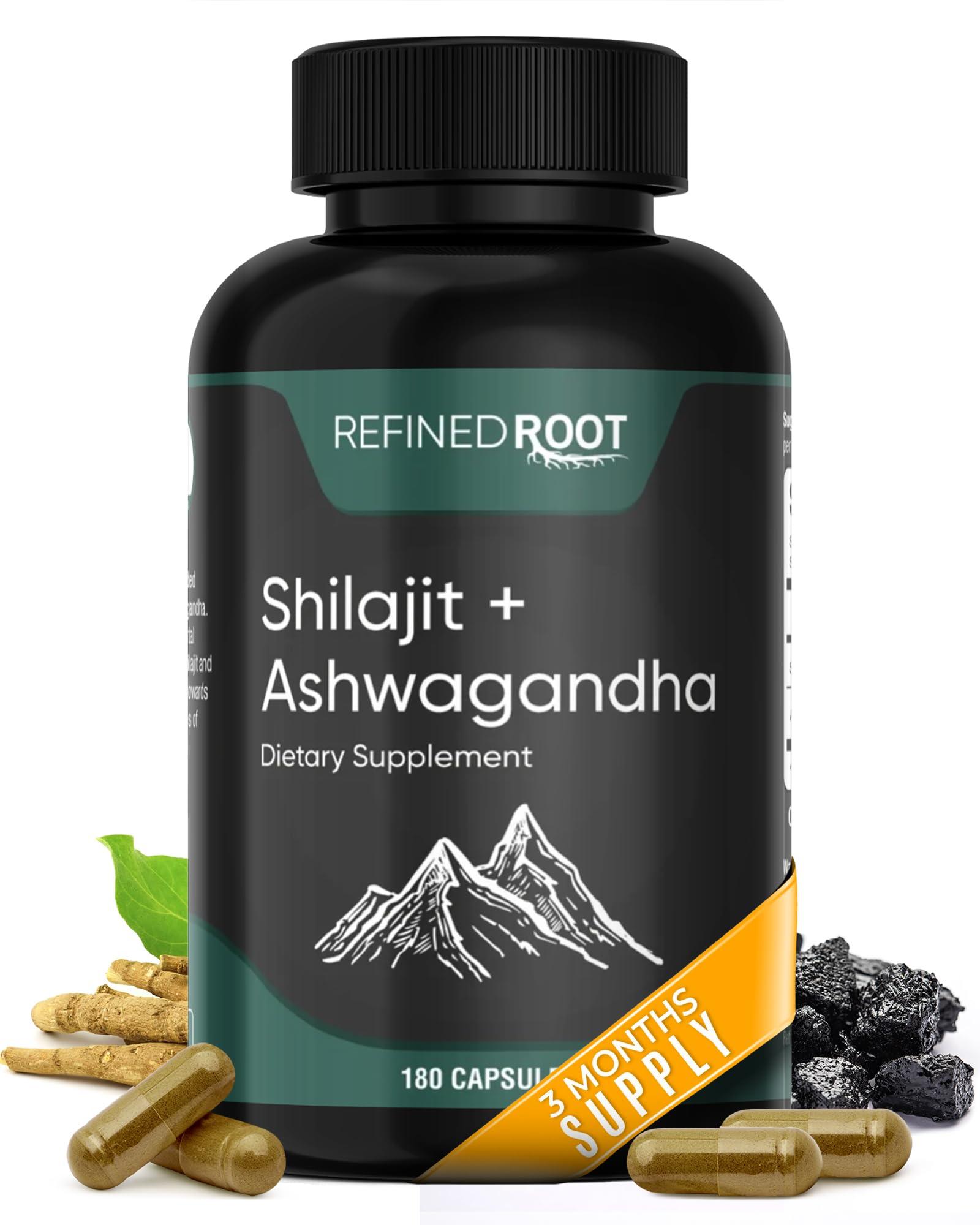 Blast Supplements Shilajit Capsules 1000mg & Ashwagandha Supplements 500mg (180 Capsules) Pure Himalayan Shilajit - Stronger Than Authentic Shilajit Resin (20% Fulvic Acid Supplement) - Ashwagandha Capsules
