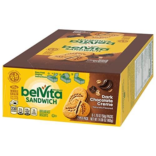 Belvita belVita Breakfast Sandwich Dark Chocolate Creme Breakfast Biscuits, 8 Packs (2 Sandwiches Per Pack)