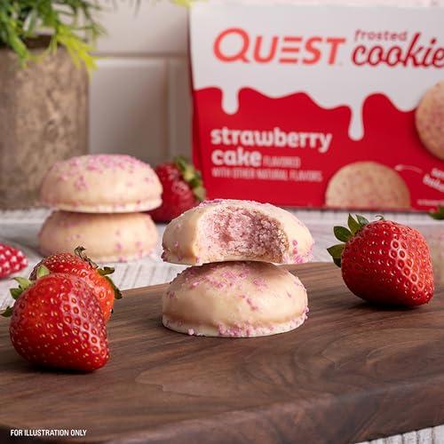 Quest Nutrition Quest Nutrition Frosted Cookies Twin Pack, Strawberry Cake, 1g Sugar, 10g Protein, 2g Net Carbs, Gluten Free, 16 Cookies