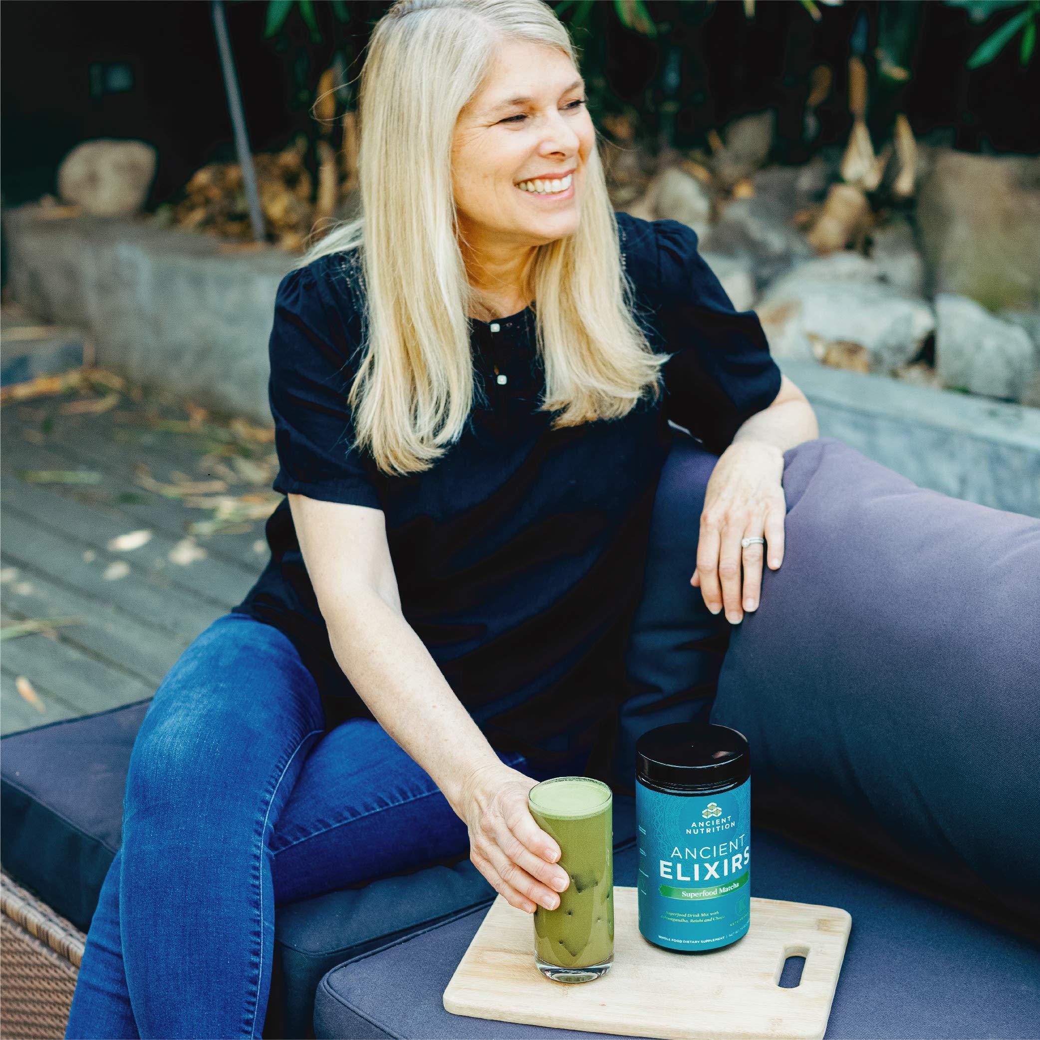 Ancient Nutrition Matcha Green Tea Powder with Ashwagandha by Ancient Nutrition, Ancient Elixirs Superfood Matcha Energy Powder, with MCTs, Promotes Healthy Energy Levels, Paleo and Keto Friendly, 20 Servings