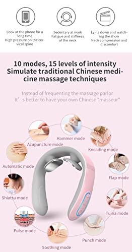 Shengshili Constant Temperature Hot Neck Massager Ultra-Light Smart Shoulder Neck Massager Vibration Massage Massager Small Design Family Travel Giving Woman Man Parent (Pink)