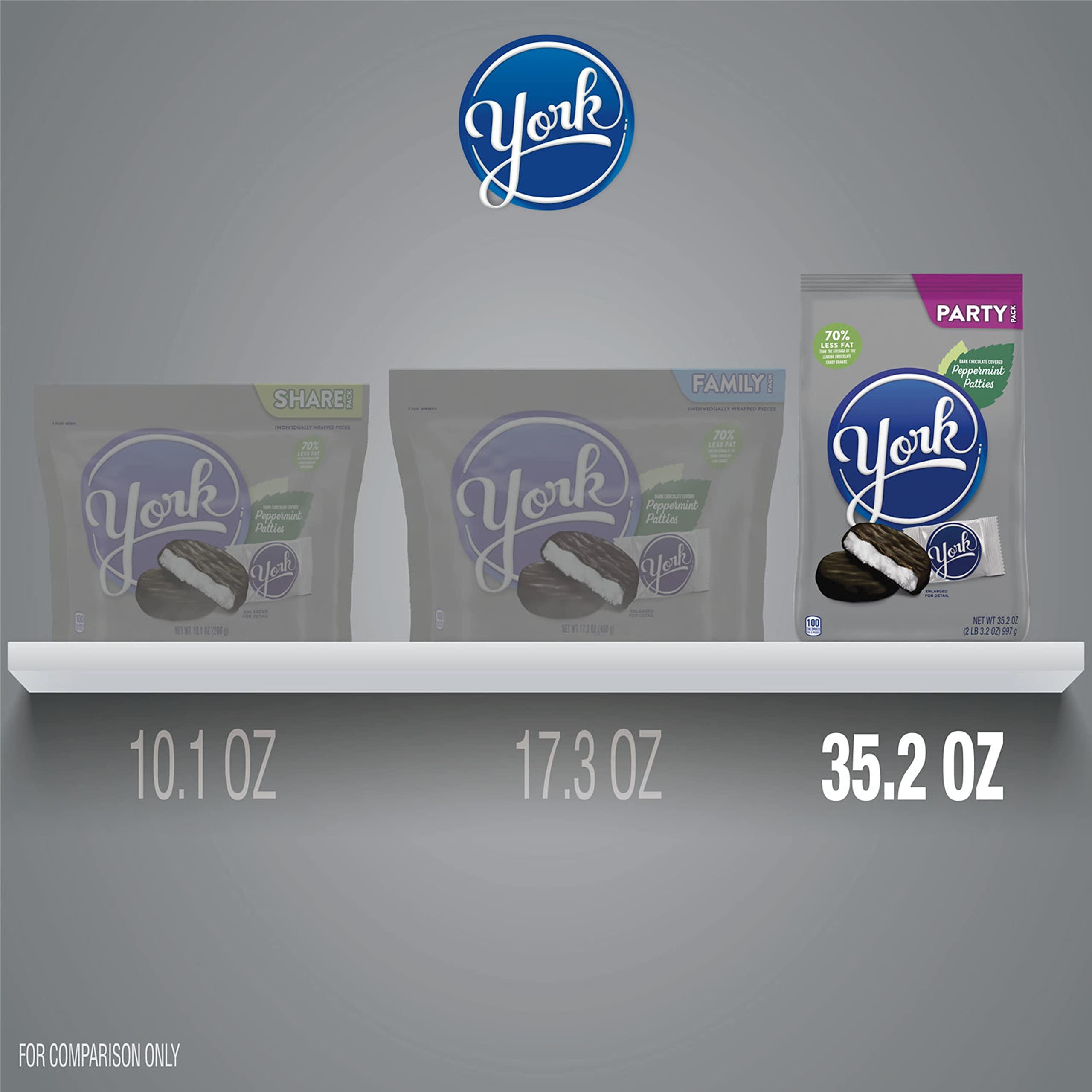 York YORK Dark Chocolate Peppermint Patties, Candy Party Pack, 35.2 oz
