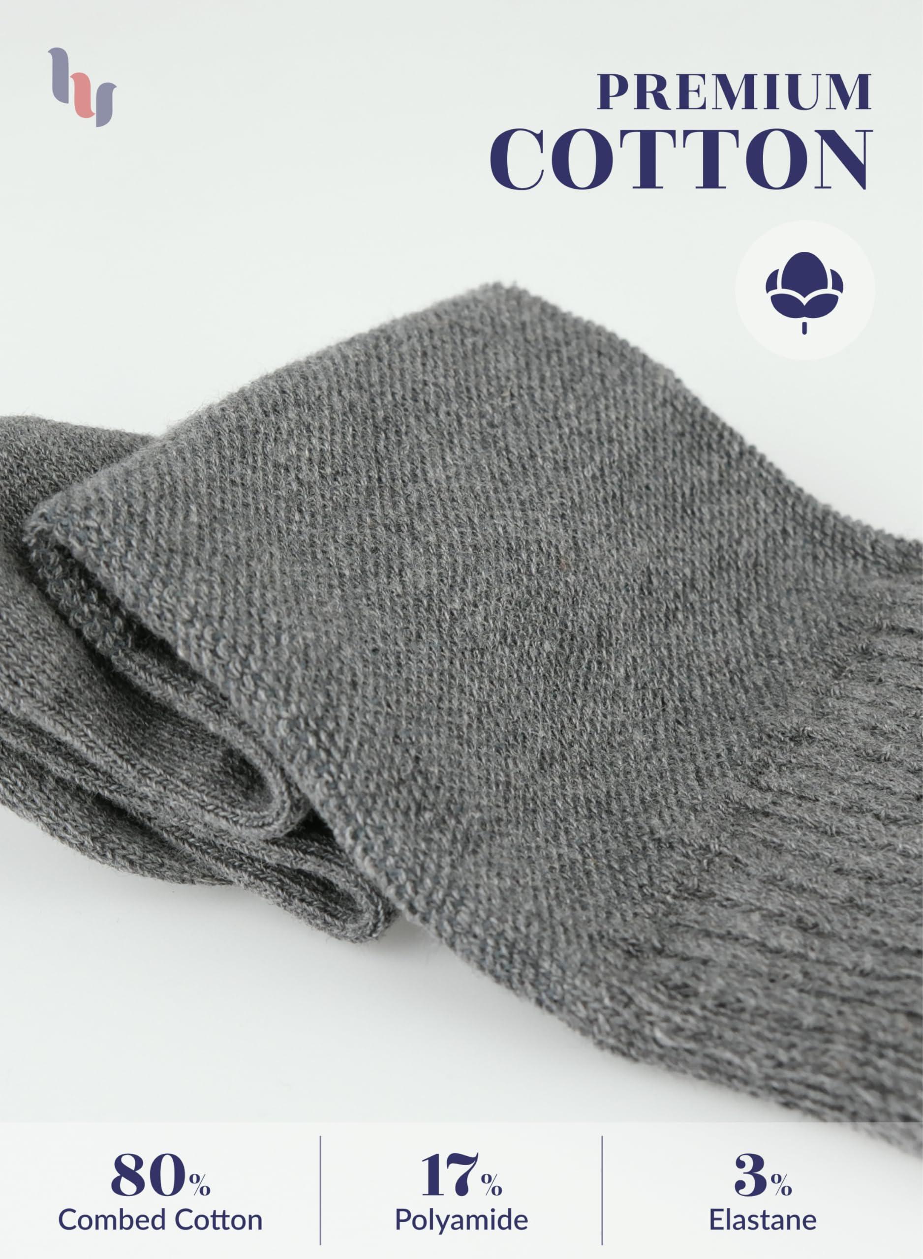 Hugh Ugoli Hugh Ugoli Men\'s & Women\'s Cotton Diabetic Crew Socks, Melange Gray, X-Large, Shoe Size: US 12-14 for Women & US 11-13 for Men, 8 Pairs