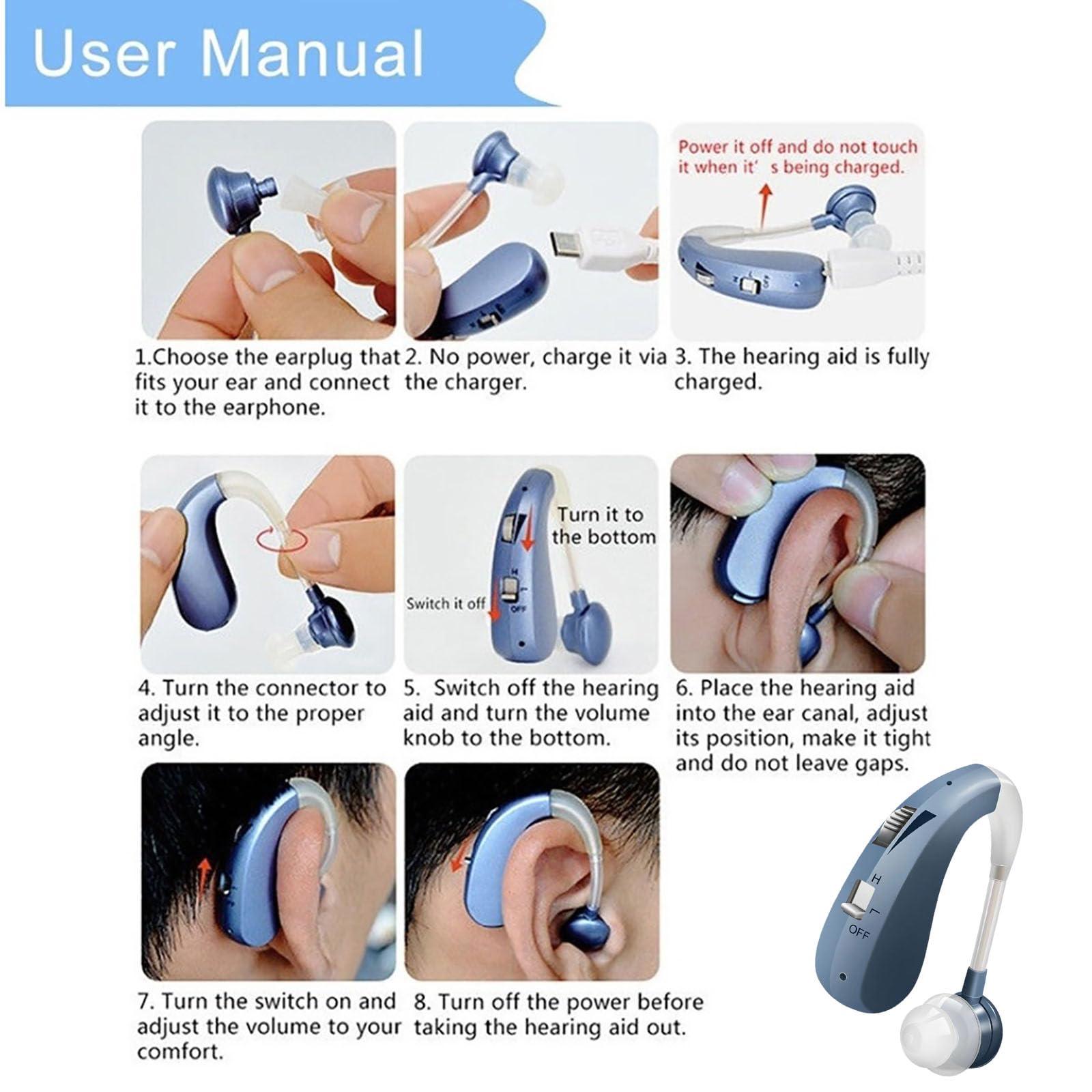 Generic Heasouls Hearing Aid, Heasouls Rechargeable Hearing Aids for Seniors, Nebroo Hearing Aids for Seniors, Hearing Amplifiers for Seniors Wireless, Ear Aids for Hearing Elders (2pcs Black)
