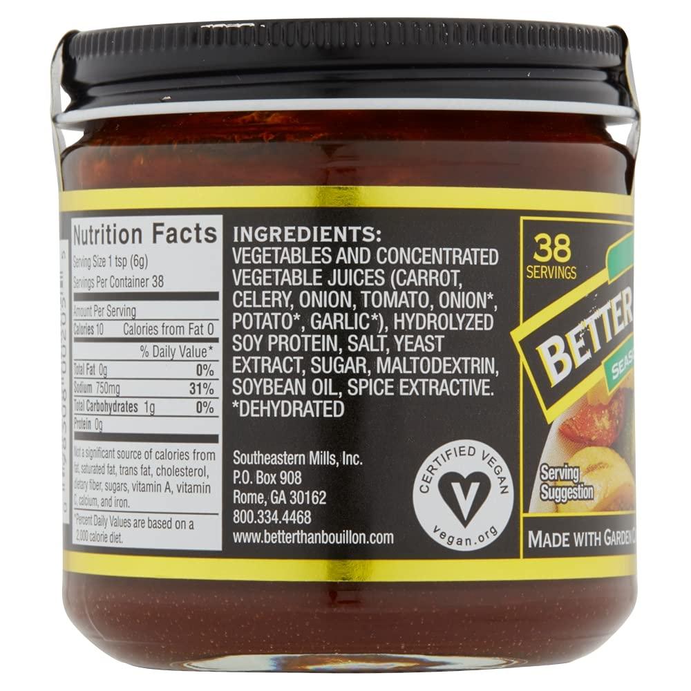 Better Than Bouillon Better Than Bouillon Premium Seasoned Vegetable Base, Blendable Base for Added Flavor, 38 Servings Per Jar (8 Ounce (Pack of 4))