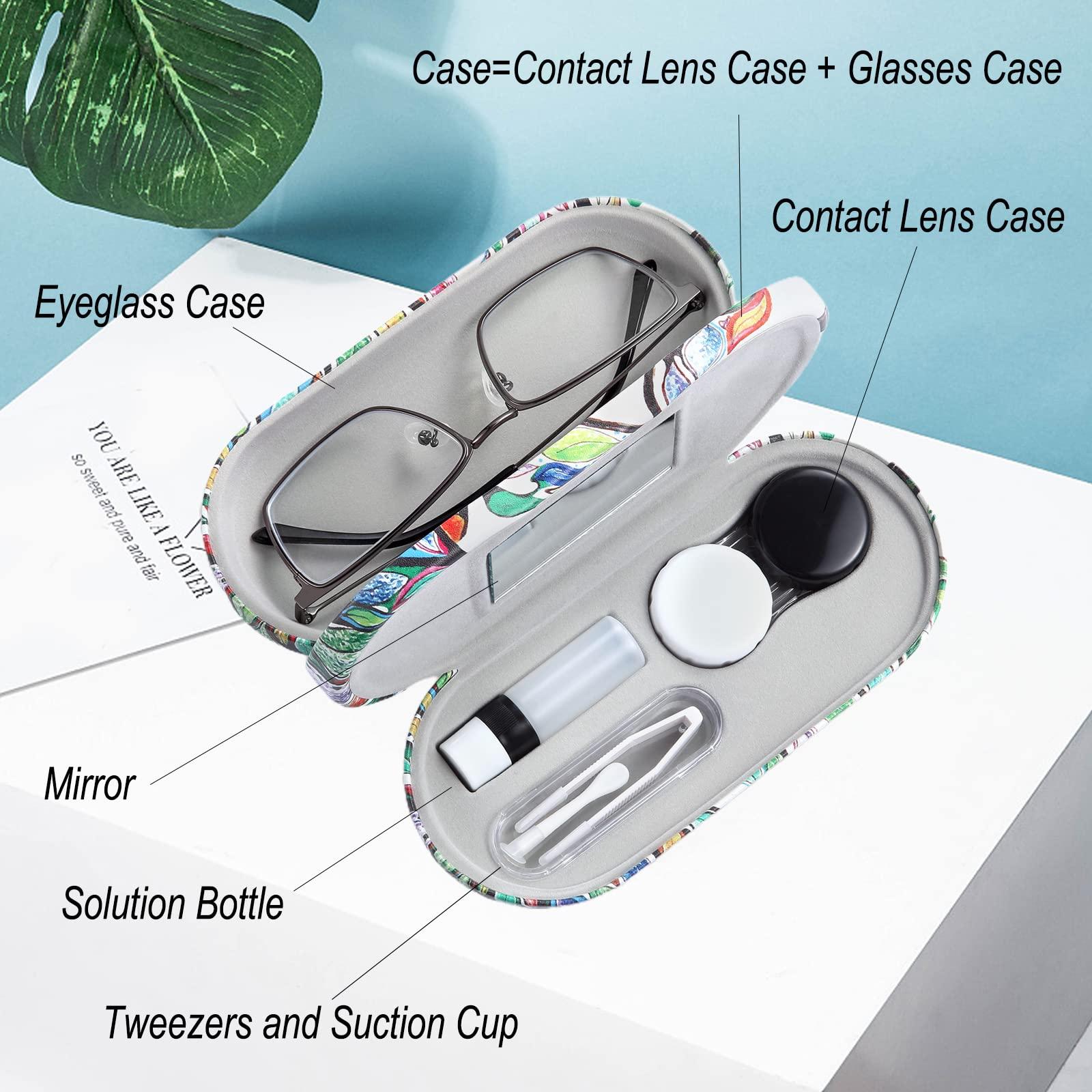 AITIME AITIME Contact Lens Case, Contact Case Kit, 2 in 1 Double Sided Portable Contact Lense Case and Eyeglasses Case, with Marbling, Multifunction, Durable, Compact, Portable Storage Kit