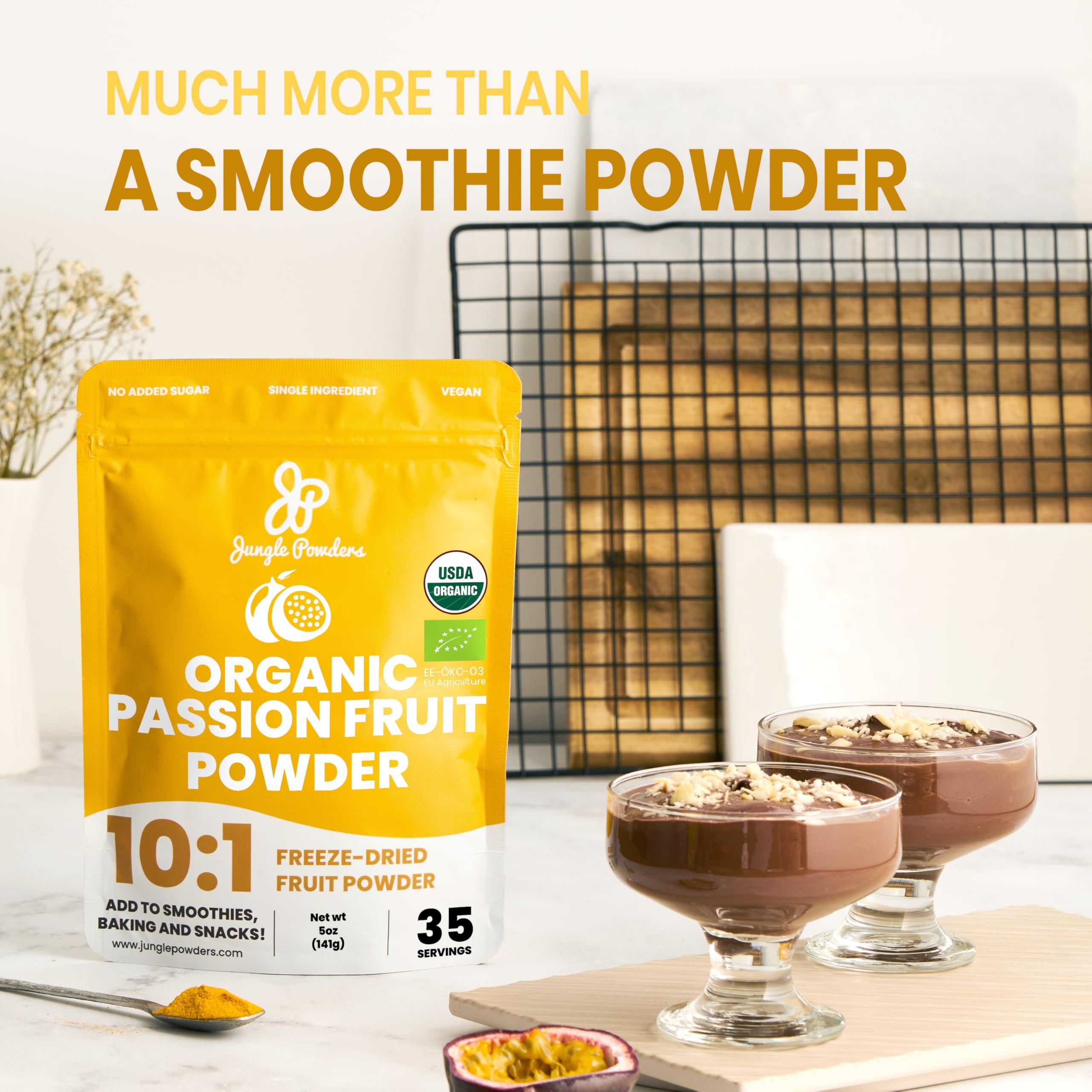 Jungle Powders Jungle Powders Organic Passion Fruit Powder 5oz & Kiwi Fruit Powder 3.5oz - Freeze-Dried Superfood Extracts for Baking, Smoothies, Juices, & Cooking, Non-GMO and Additive-Free