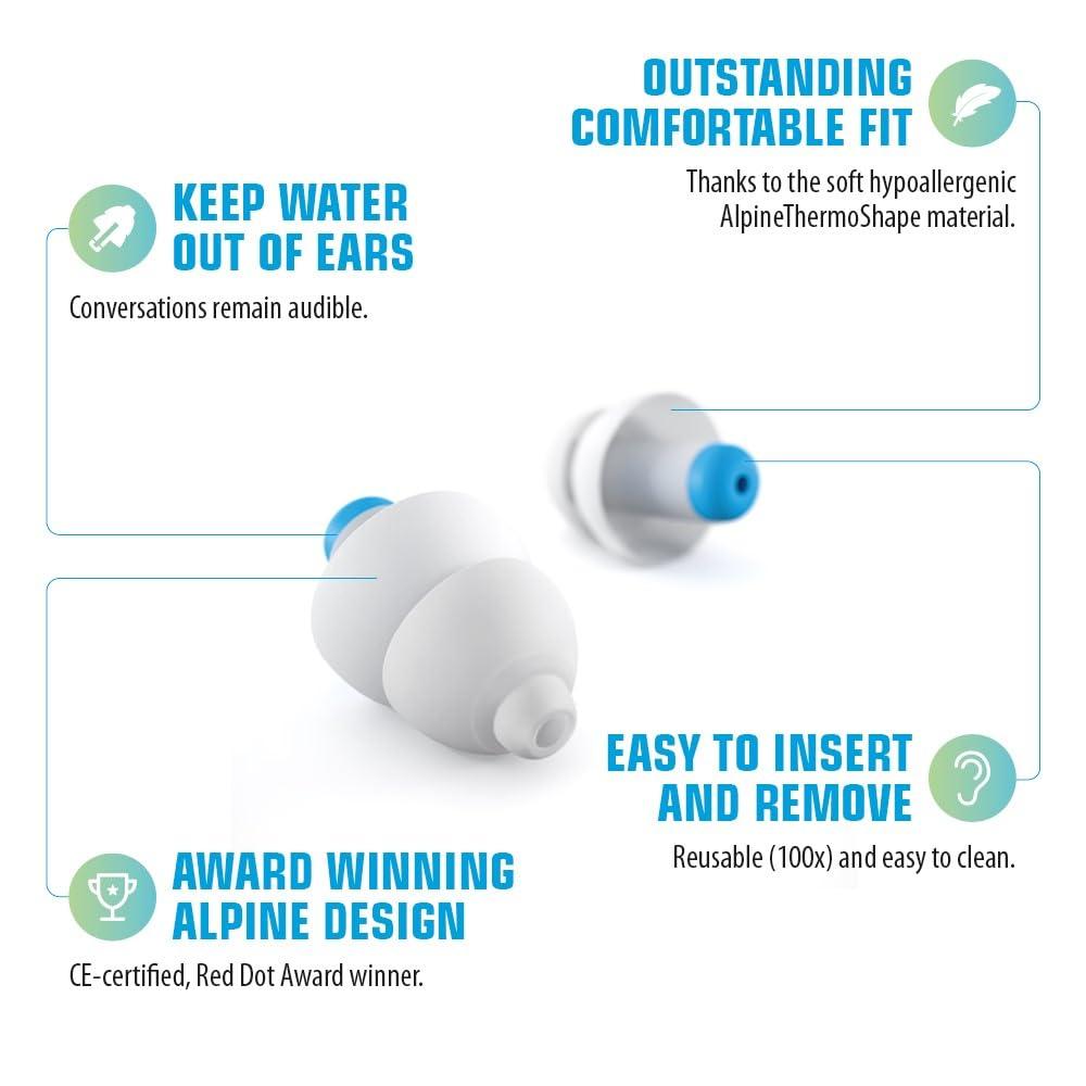 Alpine Hearing Protection Alpine SwimSafe - Ear Plugs for Swimming - Ear Protection Against Water - Comfortable Waterproof Earplugs with Filter - Hyopoallergenic & Sustainable
