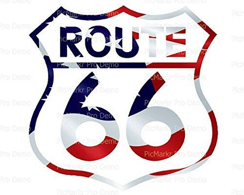 Art of Eric Gunty 1/2 Sheet - Route 66 Sign Birthday - Edible Cake/Cupcake Party Topper - D21737