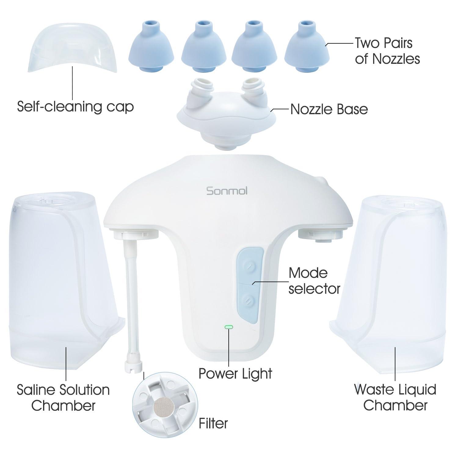 Sonmol Sonmol Electric Nasal Irrigation System with 50 Salt Packets Nose Wash Deep Cleaning Sinus Rinse Relieve Congestion Runny Nose Itching