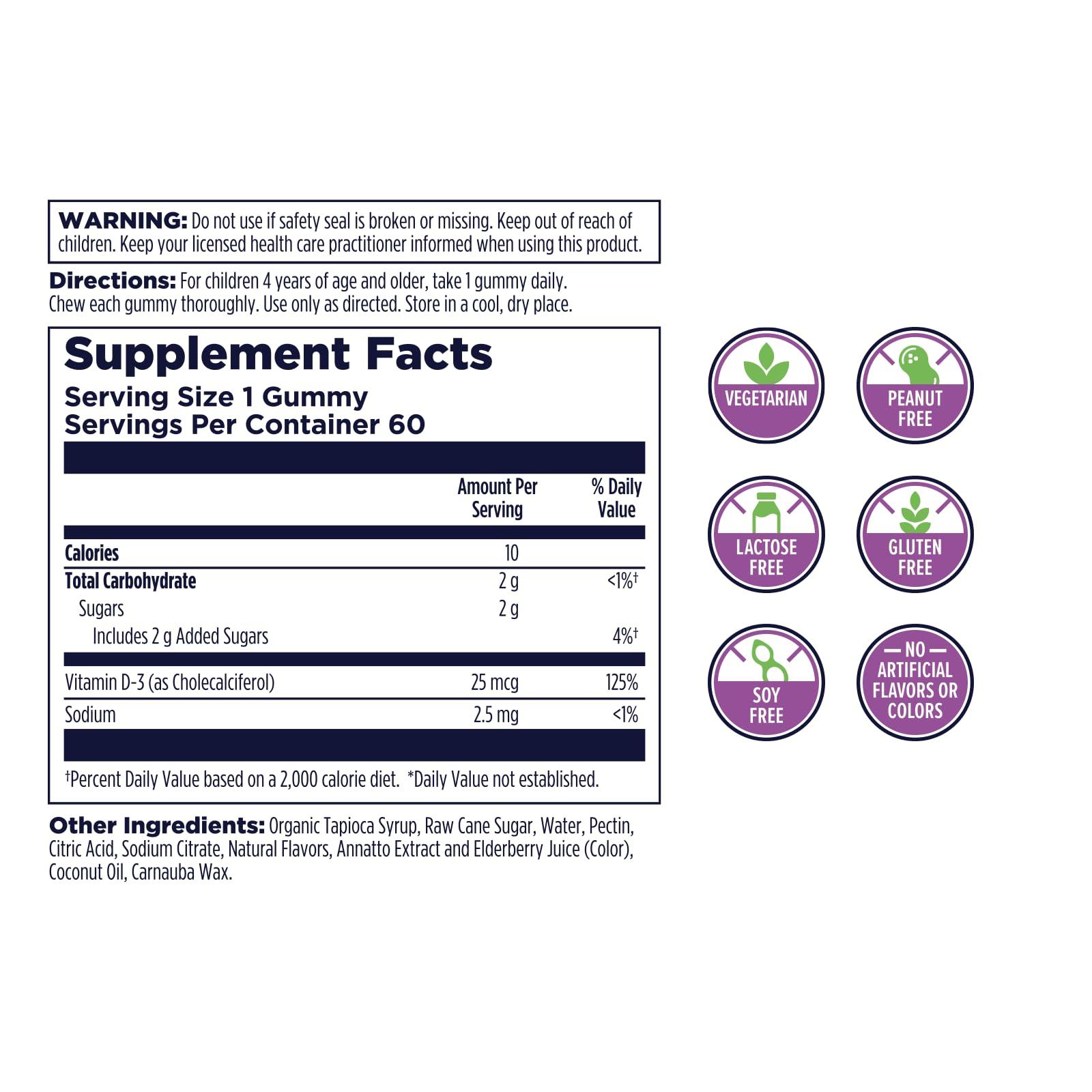 KAL KAL Vitamin D-Rex - Vitamin D Gummies for Kids - Kids Vitamin D3 - Peach, Mango, and Strawberry Flavors - Immune, Heart, Bone & Oral Support - Vegetarian, Gluten Free - 60 Servings, 60 Gummies