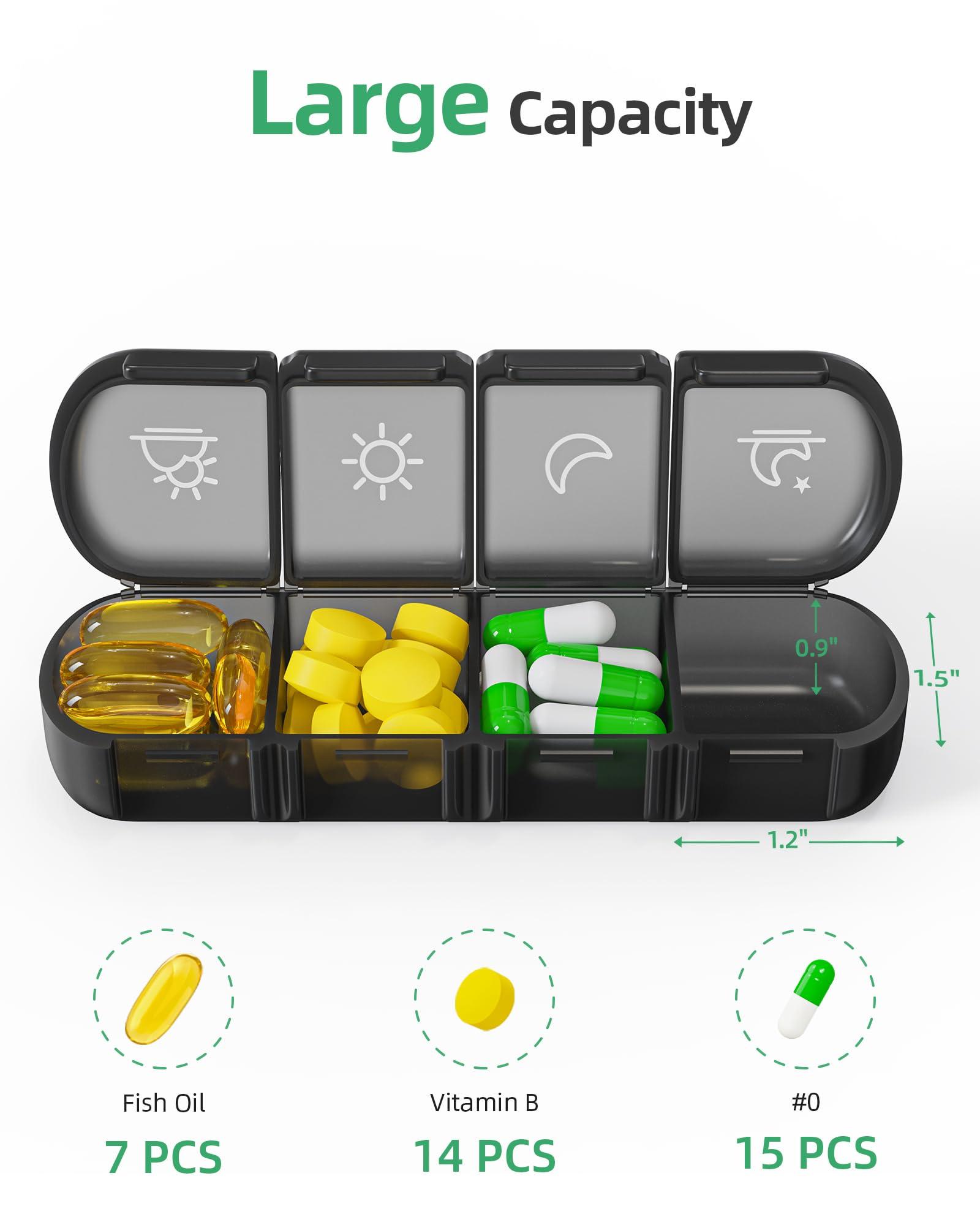 PULIV PULIV Weekly Pill Organizer 4 Times a Day with a Business Stylish Bag, Portable Pill Box 7 Day with 28 Compartments for Men, Removable Pill Sorters to Store Vitamin, Medication, Fish Oil, Supplements