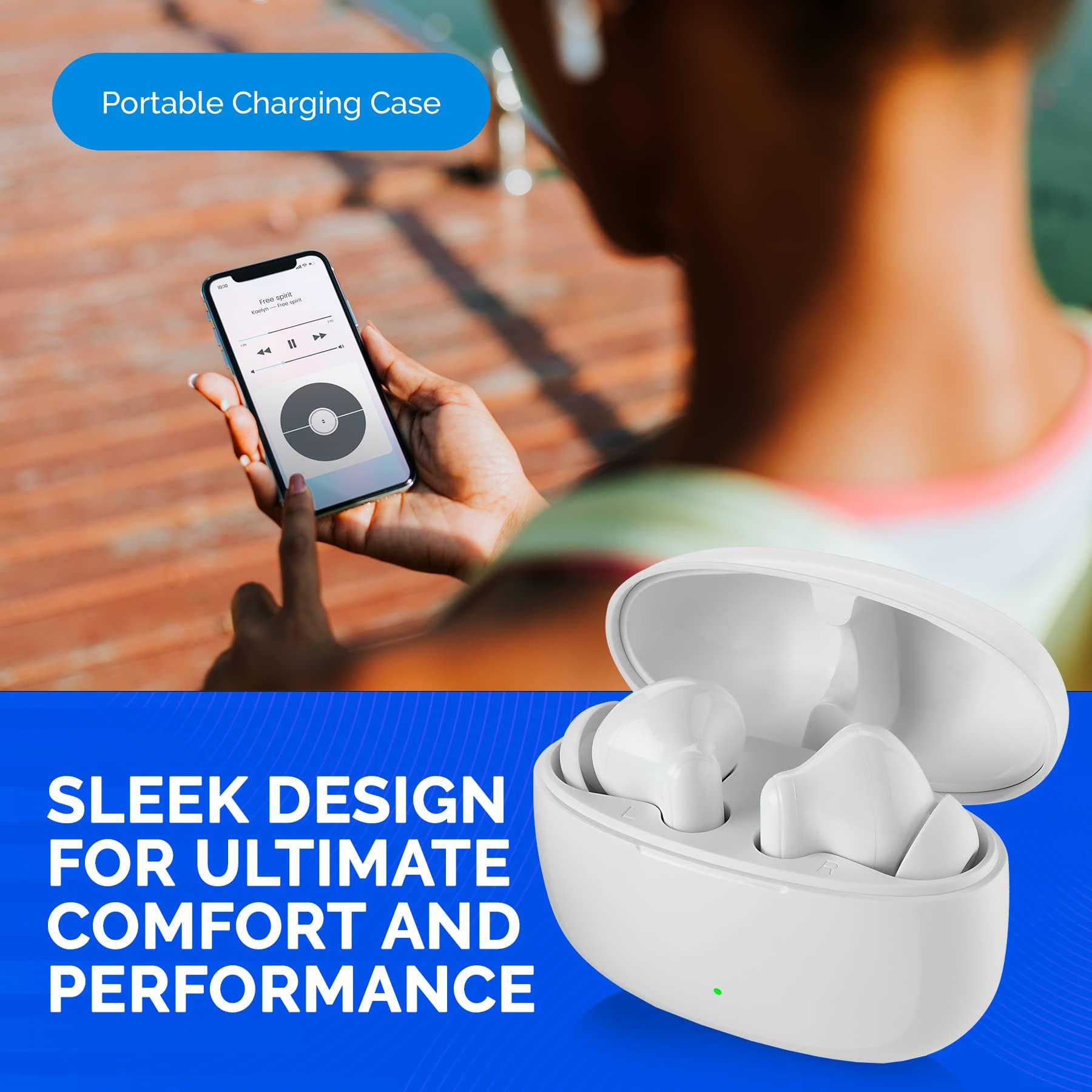 MEDca Hearing Amplifier Earbuds - Rechargeable, Wireless Bluetooth Audio and Personal Sound Enhancement Device Aids for Adults Seniors with Noise Canceling, Feedback Reduction and Portable Charging Case