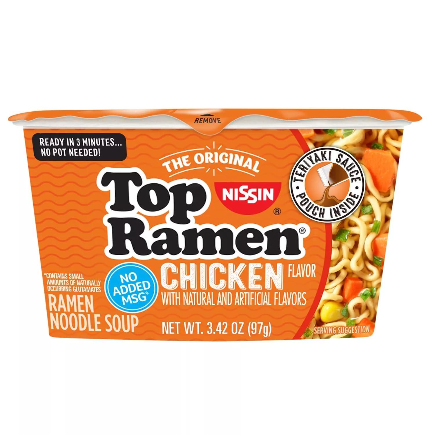 NISSIN Nissin Top Ramen Chicken Bowl, 3.4 Ounce (Pack of 12)