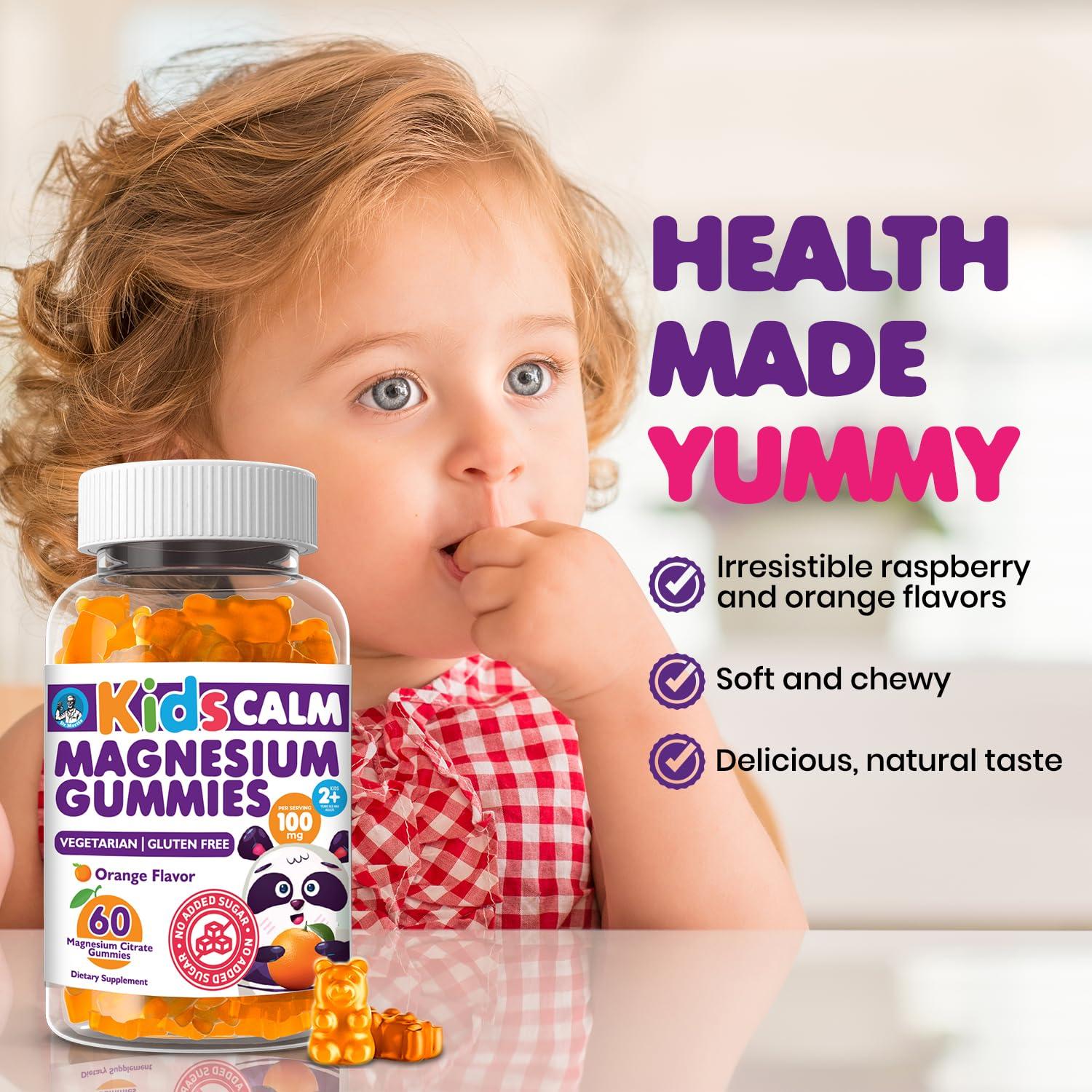 DR. MORITZ DR. MORITZ Sugar-Free Calm Magnesium Gummies for Kids and Adults - Non-GMO Kids Magnesium Gummies - Orange Flavor - 1-Pack (60 Count)