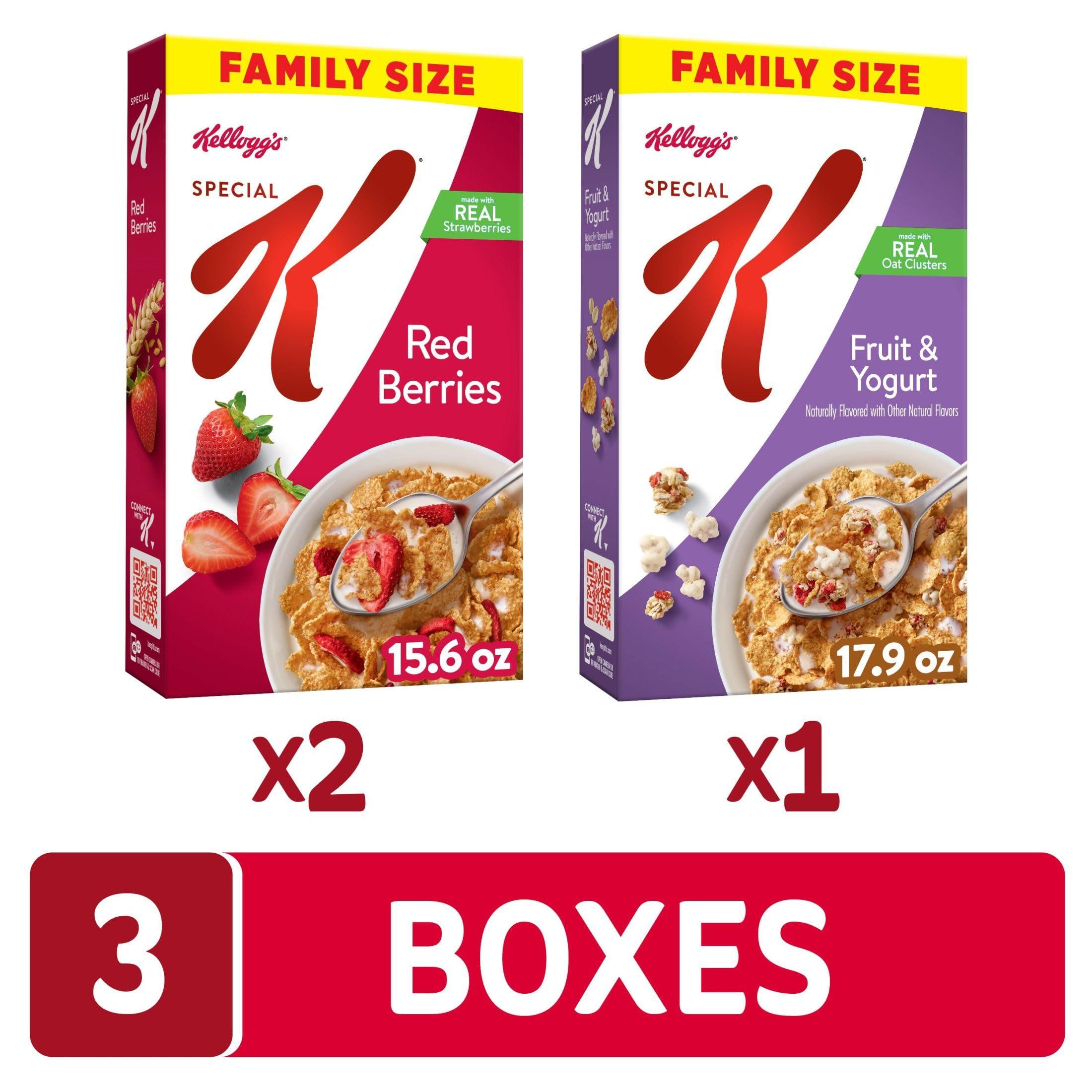 Special K Kelloggs Special K Breakfast Cereal, Family Breakfast, Fiber Cereal, Family Size, Variety Pack (3 Boxes)