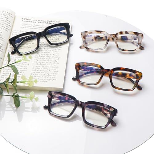 ZONLON ZONLON 4 Pack Progressive Multifocus Reading Glasses for Women Oprah Style Blue Light Blocking Computer Readers (4 Mix C1, 1.5)