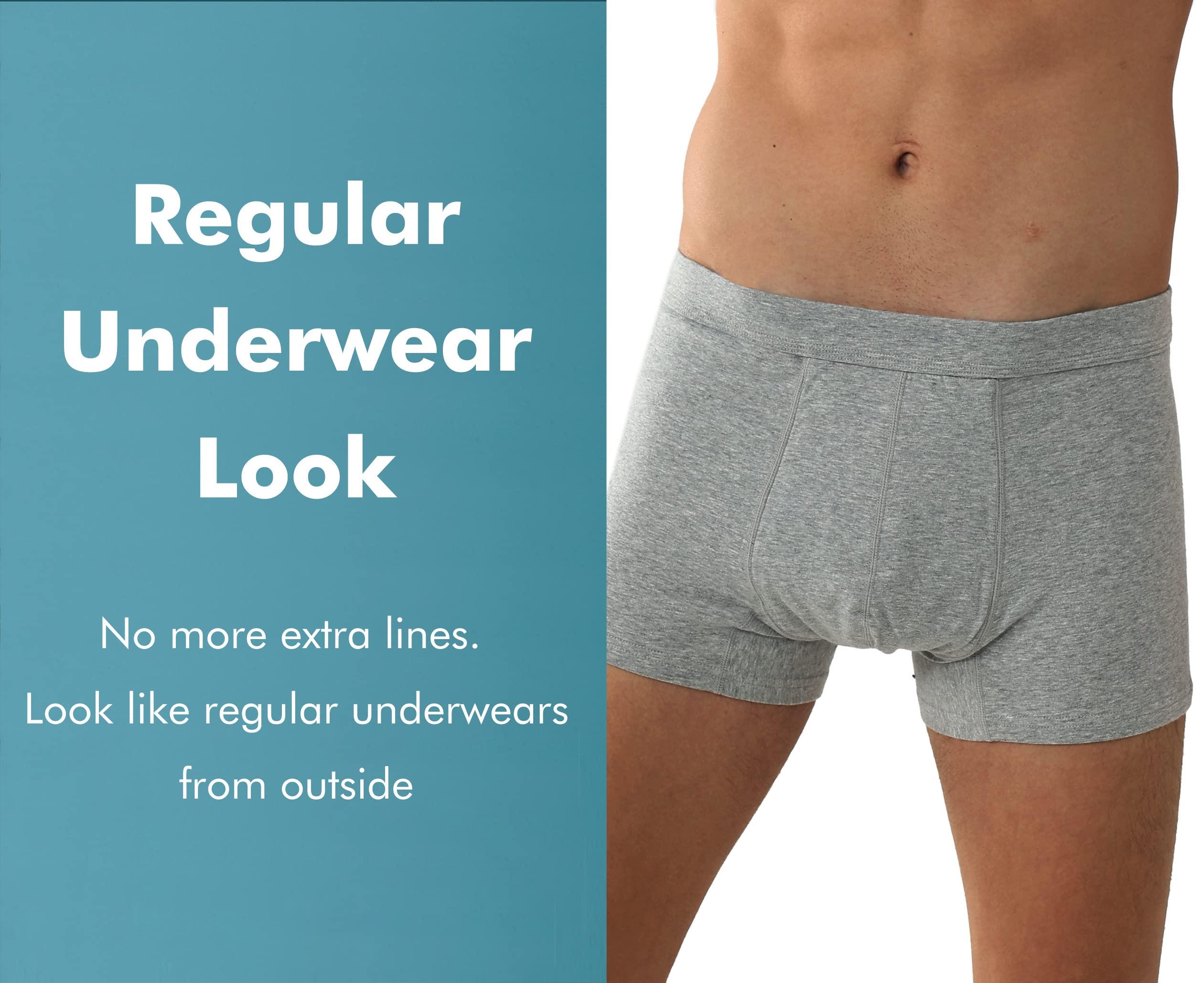 AIRCUTE AIRCUTE Washable Absorbent Urinary Incontinence Underwear for Men, Soft Leak Proof Boxer Briefs for Bladder Leakage 60ML (Small, Gray)