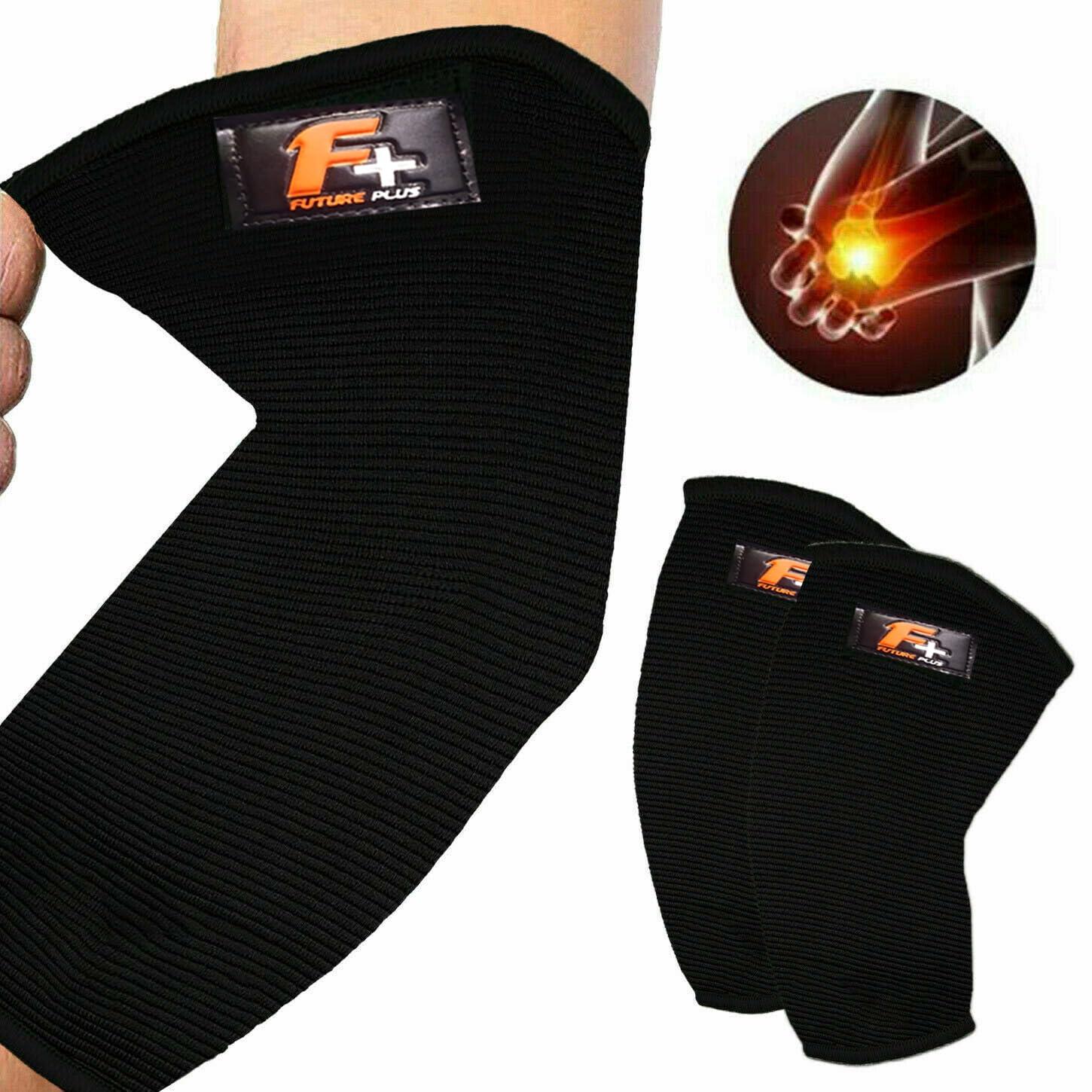 FUTURE PLUS Elbow Support Sleeve Brace | Antislip Elbow Brace Arm Supports for Tennis Elbow, Golfers Elbow, Arthritis, Tendonitis and Joint Pain Relief | Elbow Sleeve For Men\'s and Women(Pair) (XL - 2XL)
