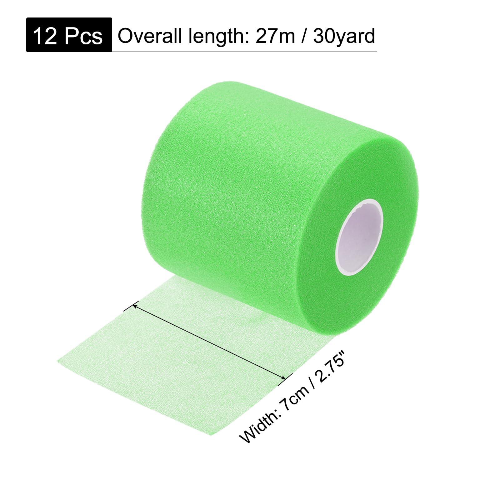 MECCANIXITY MECCANIXITY Pre Wrap Athletic Tape 30 Yards x 2.8 Inch Foam Under Wrap Tape Sports Prewrap Headband for Hair Ankles Wrists Hands Knees, Green 12 Rolls