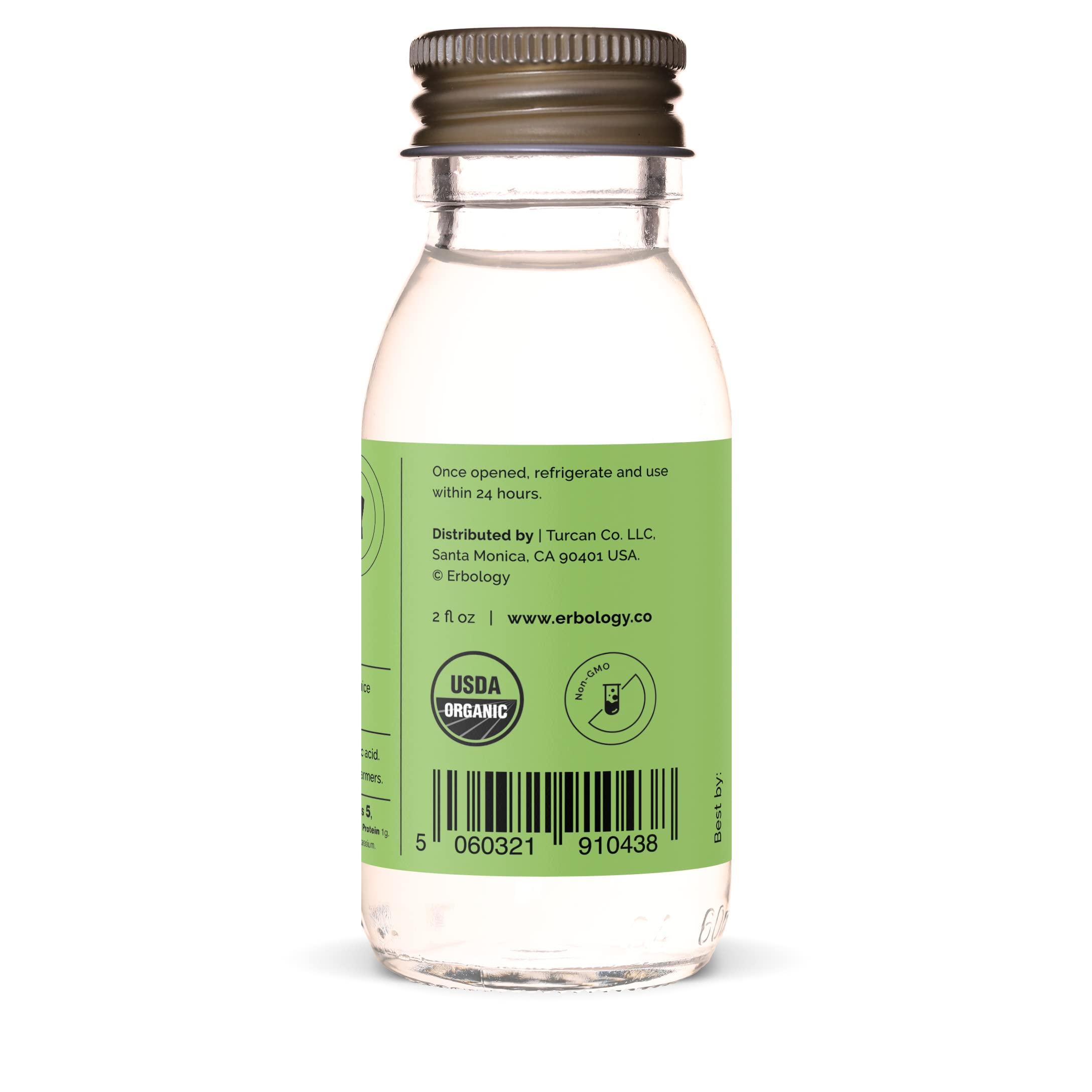 Erbology Erbology Organic Aloe Vera Juice 12 Daily Shots (2 fl oz) - Immunity Support and Detox - from Inner Leaf - Straight from Farm in Spain - Undiluted - No Added Sugar - Non-GMO - Recyclable Glass Bottle