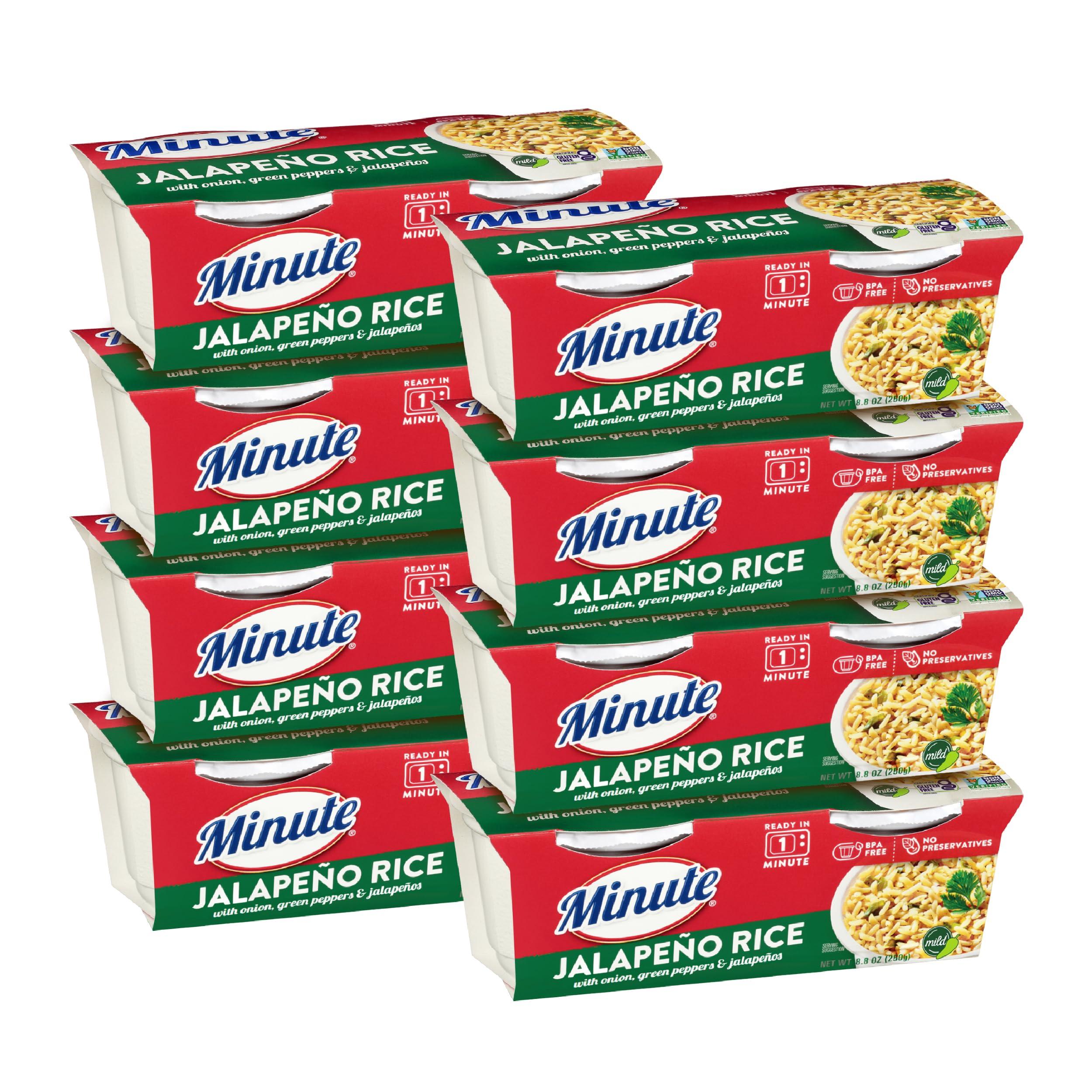 Minute Minute Ready-to Serve Jalapeo Rice, Microwavable Rice Cups, 4.4-Ounce Cups, 2 Count, (Pack of 8)
