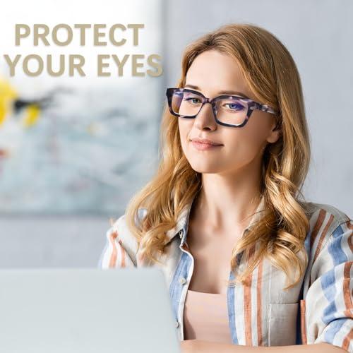 ZONLON ZONLON 4 Pack Progressive Multifocus Reading Glasses for Women Oprah Style Blue Light Blocking Computer Readers (4 Mix C1, 1.5)