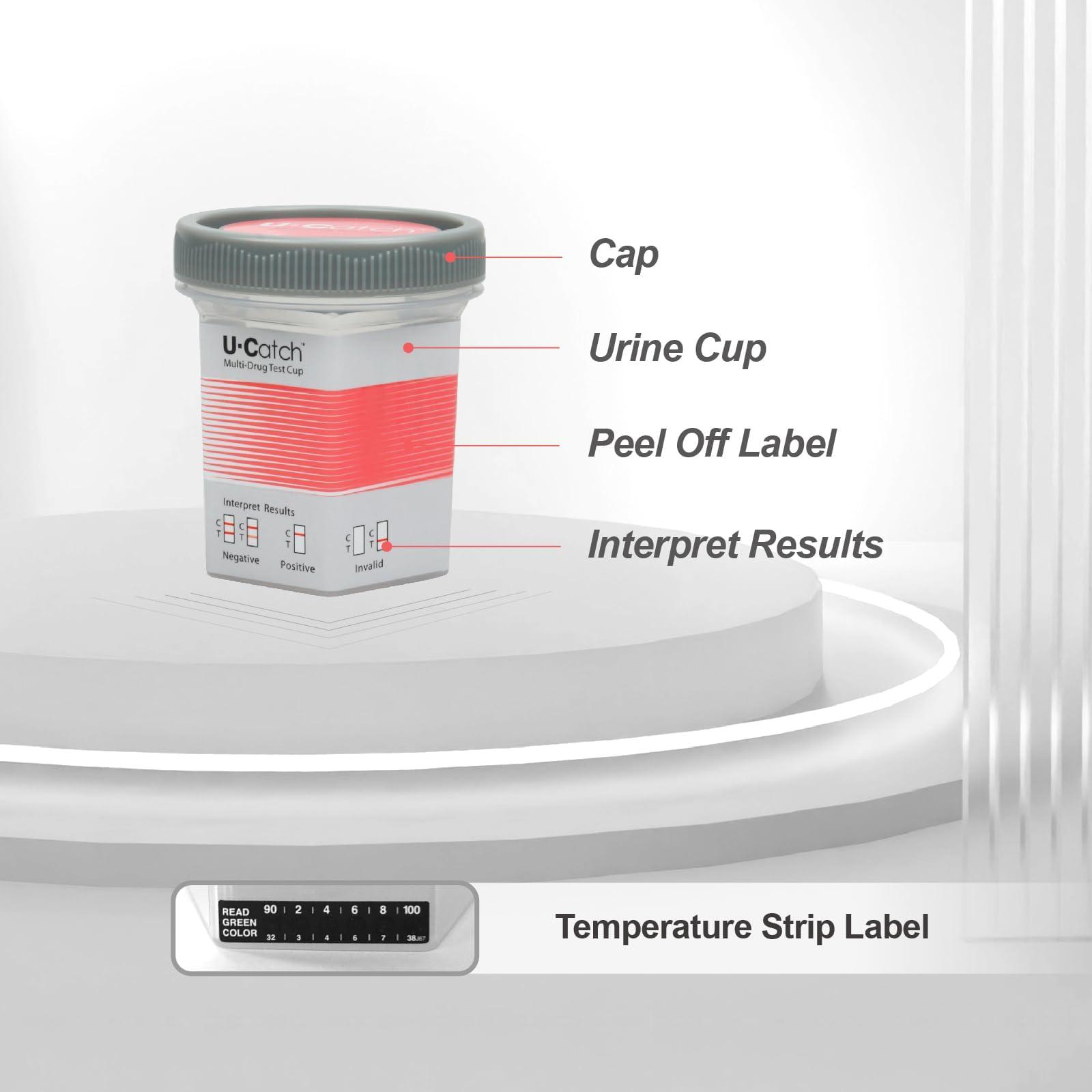 U Catch [5 Pack] Multidrug Test Cup Kit: 12 Panel Urine Test Cup Rapid Test at Home -The Largest DOA Cup