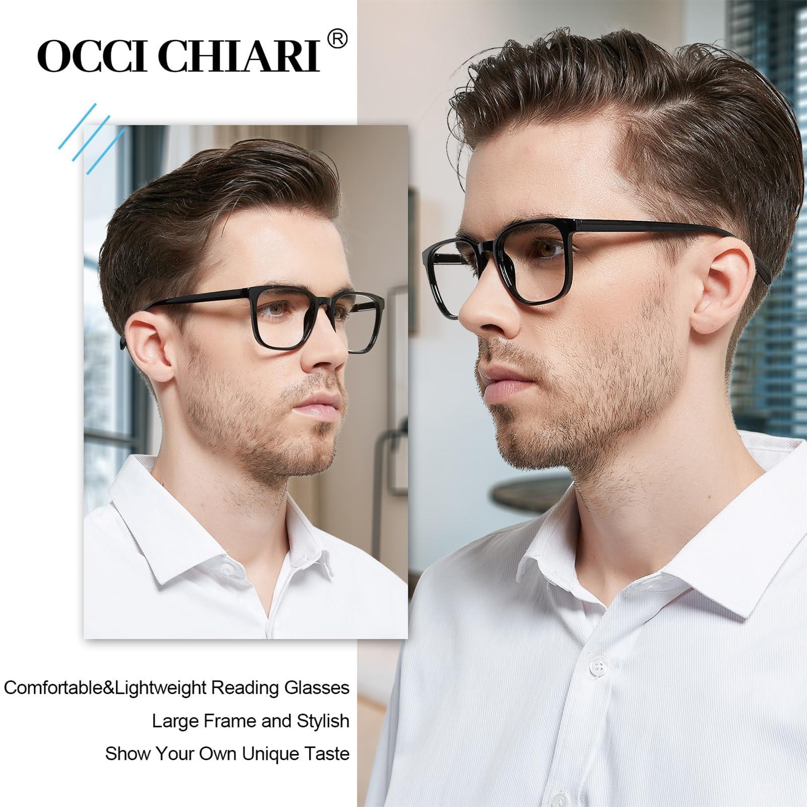 OCCI CHIARI OCCI CHIARI XL Reading Glasses Men Large head Comfortable Readers 1.0 1.25 1.5 1.75 2.0 2.25 2.5 2.75 3.0 3.5 4.0 5.0 6.0(3.5x Black)