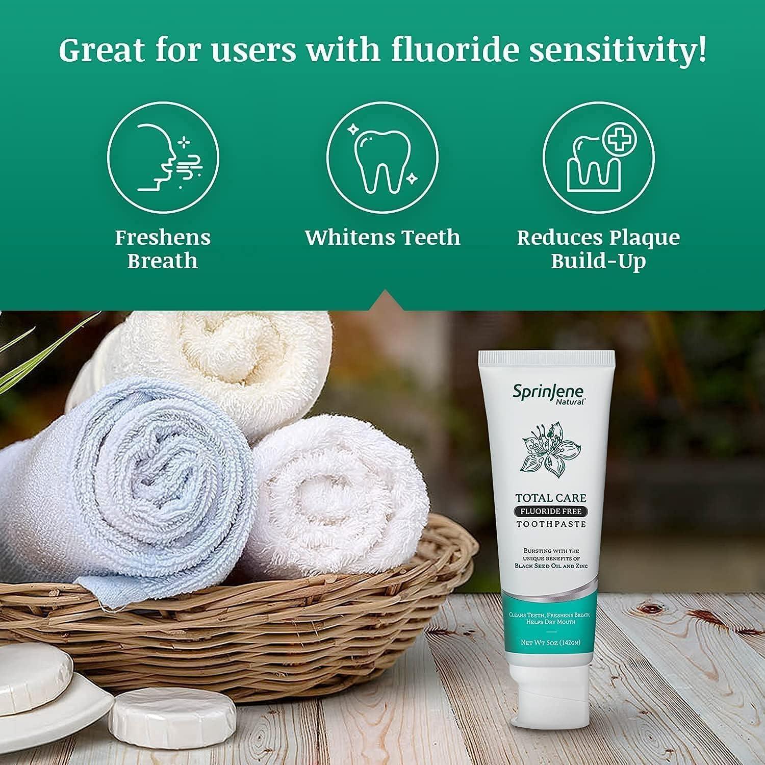 SprinJene SprinJene Natural Total Care, Fluoride Toothpaste for Strong Teeth & Gum | Natural Toothpaste for Cavity Protection | 2 Pack