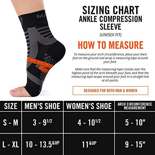 Mava Sports Mava Sports Ankle Brace Support Sleeves Pair - Plantar Fasciitis Compression Socks, Relieve Achilles Tendonitis, Joint Pain, Sprained Ankle - Faster Injury Recovery - Walking, Running Sport