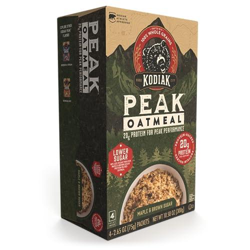 Kodiak Cakes Kodiak Cakes Peak Instant Oatmeal Packets, Maple Brown Sugar, High Protein,100% Whole Grains, 6 box with 4 packets each (Total of 24 packets)