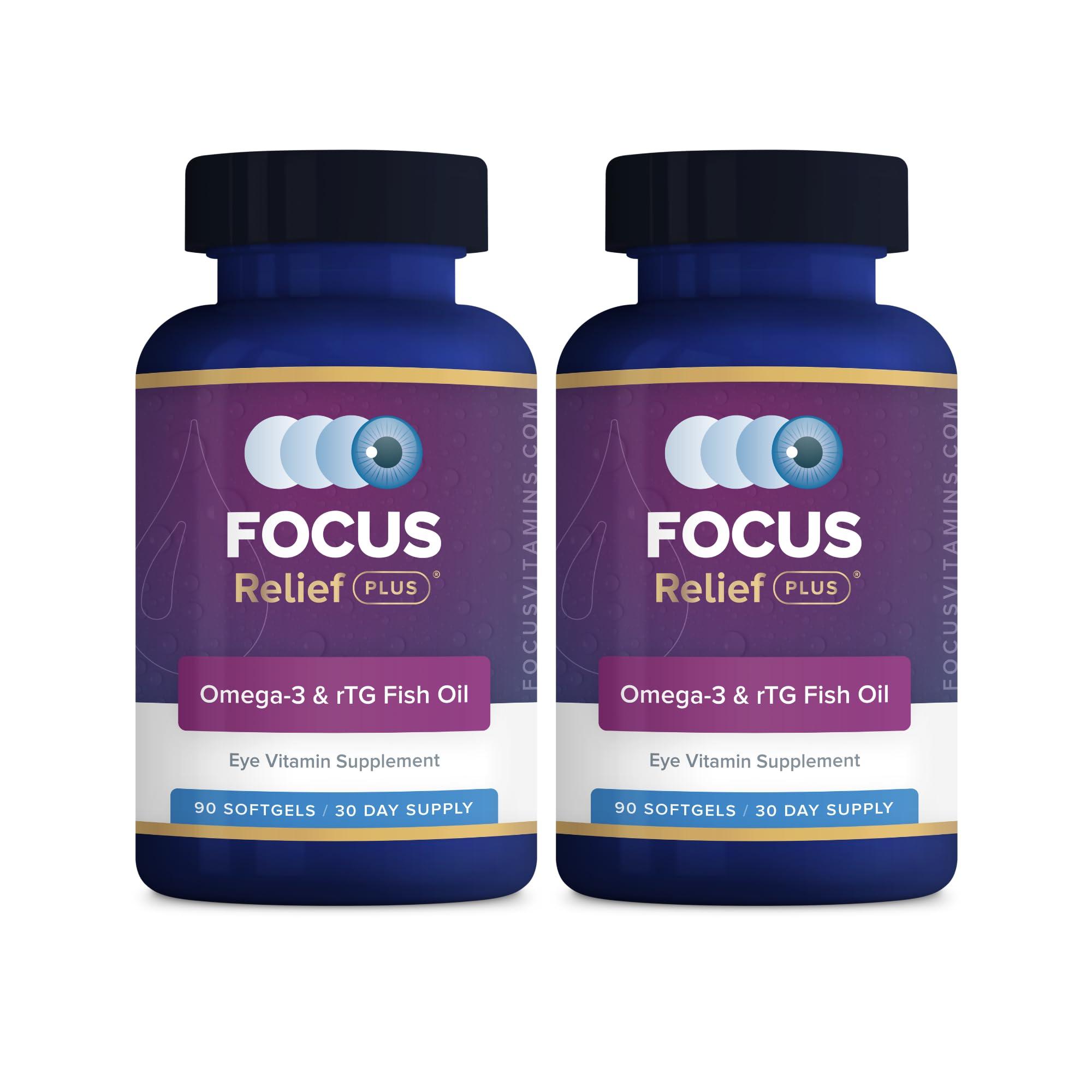 Focus Vision Supplements Focus Relief Plus Dry Eye Formula (180 ct. 60 Day Supply) Dry Eye Omega 3 Supplement - Dry Eye Relief Supplement - Omega 3 Fish Oil for Dry Eye
