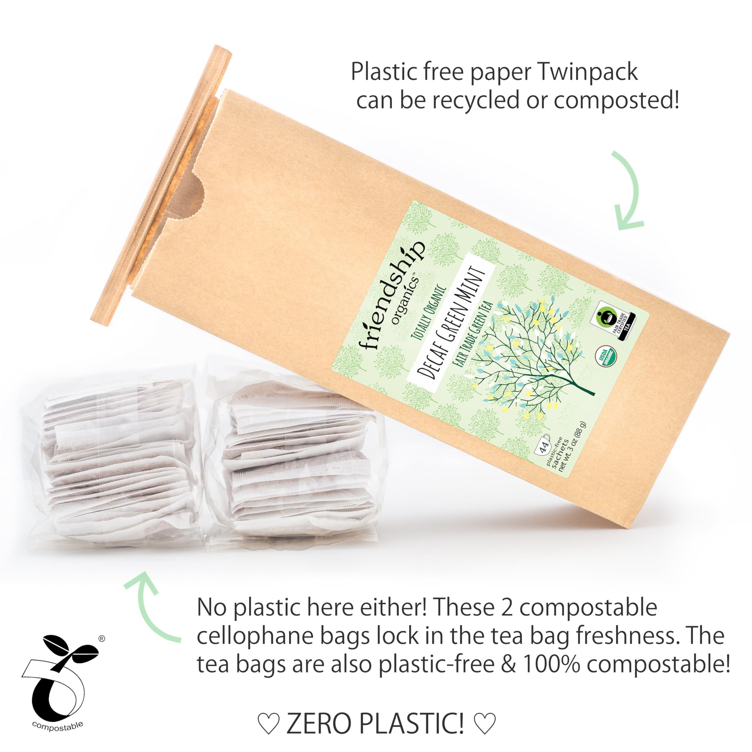 Friendship Organics Friendship Organics Decaf Green Mint Tea Bags, Organic and Fair Trade 44 Count (Pack of 2)