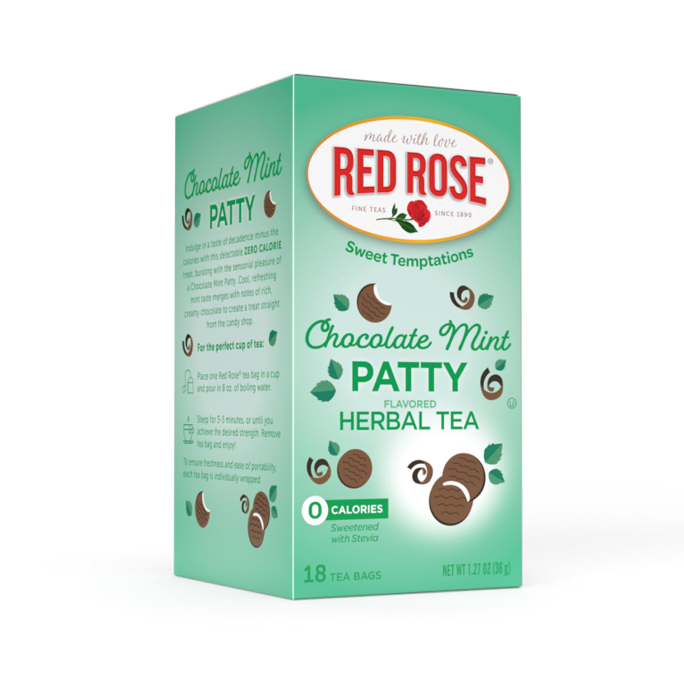 Red Rose Red Rose Sweet Temptations Dessert Tea Chocolate Mint Patty, Zero Carbs, Zero Sugar Bursting with Flavor Delicious Beverage Herbal Tea, 18 Count Fruit Naturally Flavored Herbal Tea