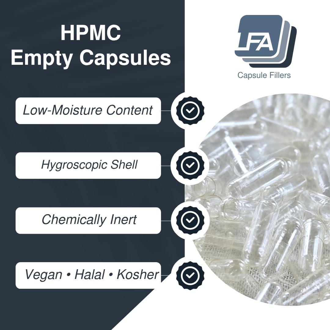 LFA Tablet Presses Empty 00 Capsules - Vegan HPMC - 10000 Count Box - Pill Capsules Empty Fits Capsule Filling Machine Tray - Joined Vegetarian Caps Easy Snap for DIY Powder Supplement Pills - Halal & Kosher