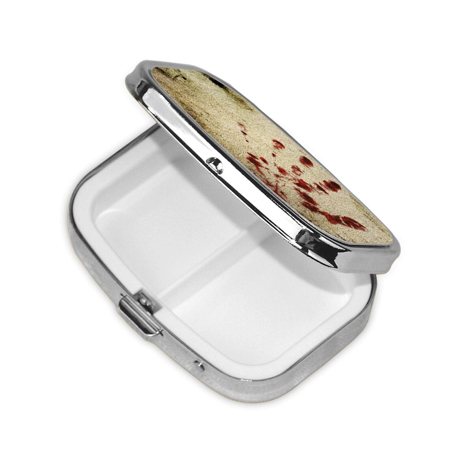 KArFri Handprint Pill Box Small Pill Case for Purse & Pocket Cute Pill Organizer Daily Pill Box Organizer Travel Pill Container 2 Compartment Pill Holder Mini Pill Case Rectangle Pillbox