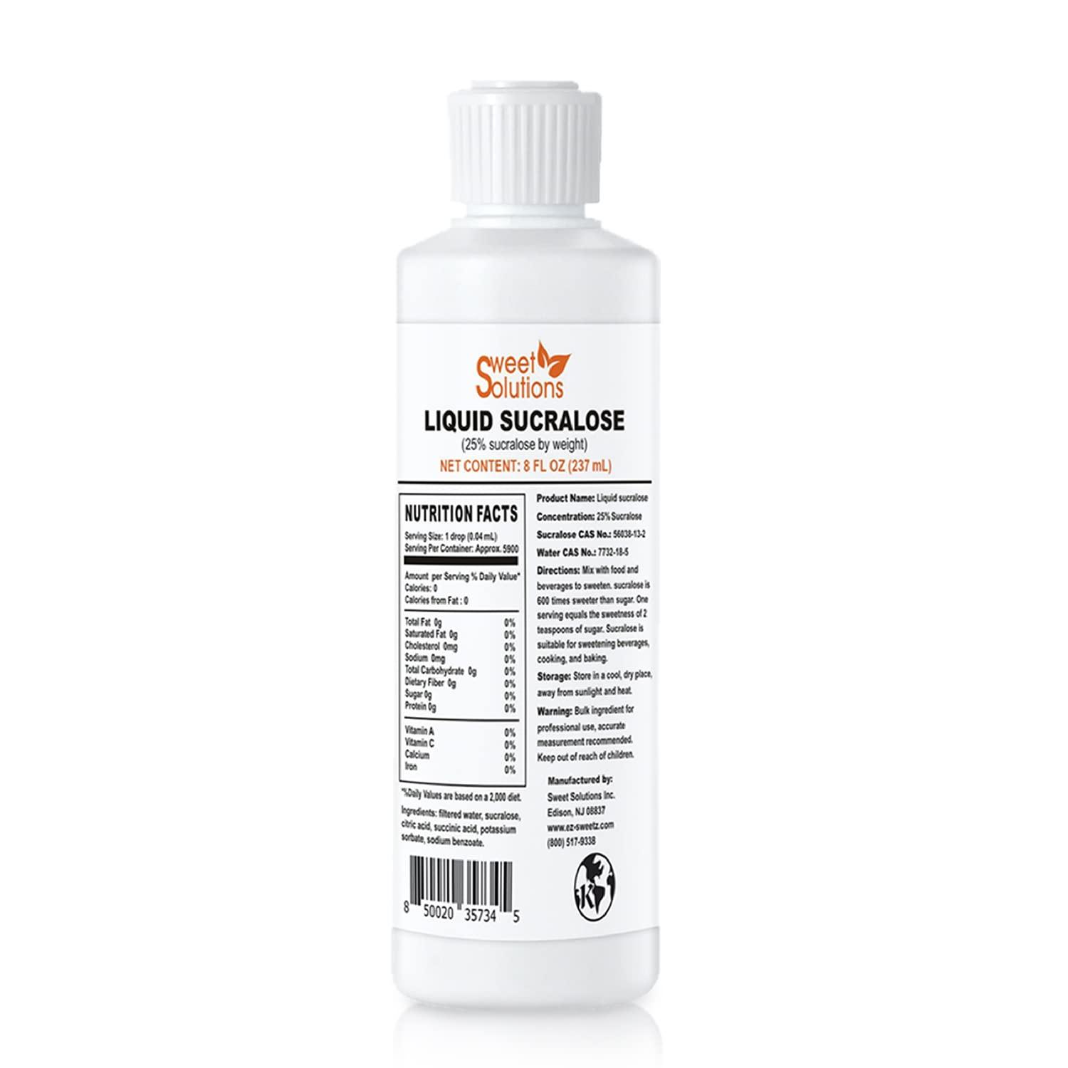 EZ-Sweetz Concentrated Liquid Sucralose Sweetener, 25% Concentrated Sugar Alternative, 8 oz. Bulk for Drinks, Food, and Pastries, Zero Calories and No Carbs (1- Pack)