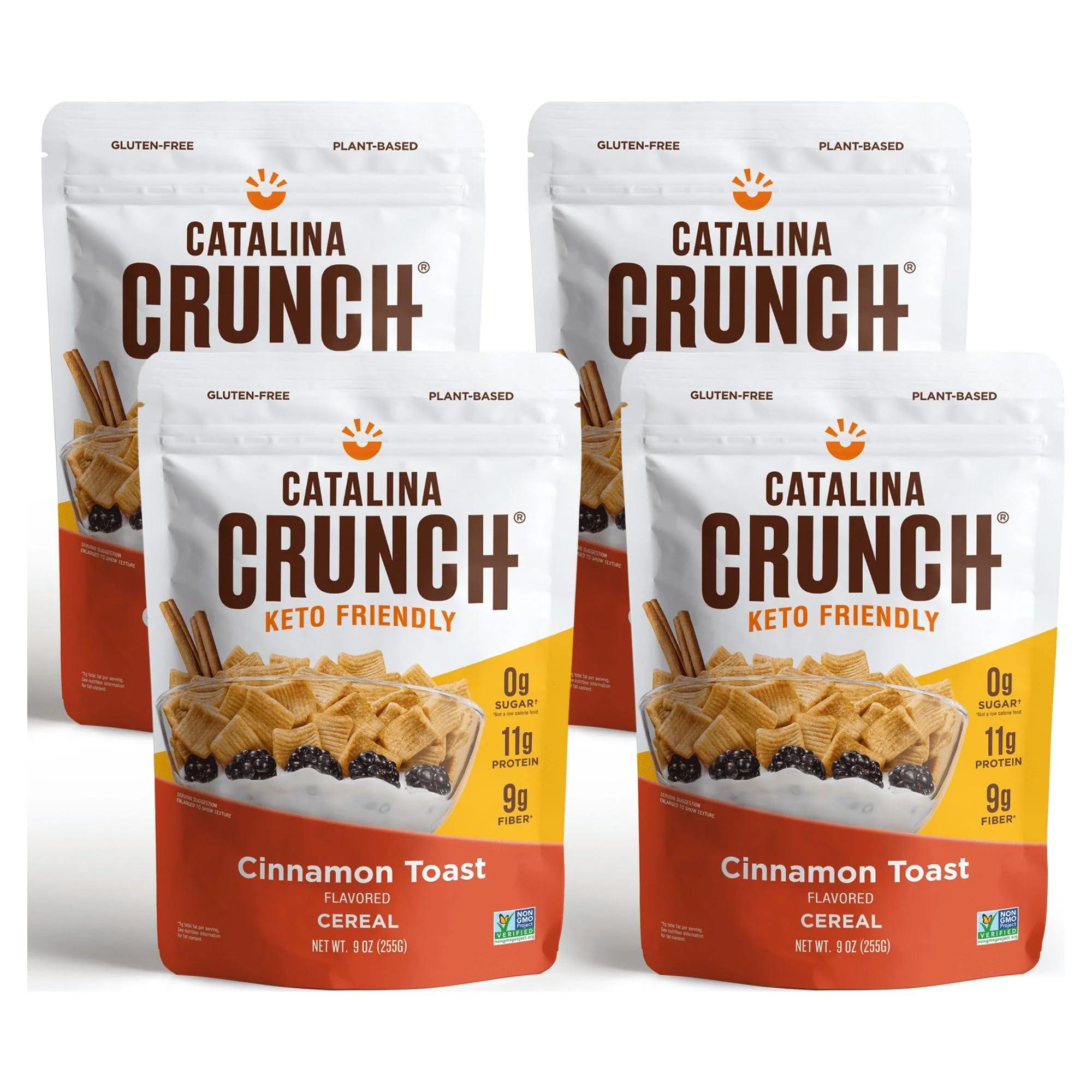 Catalina Crunch Catalina Crunch Cinnamon Toast High Fiber Cereal 4 Pack | Low Carb, Sugar Free, Gluten Free | Keto Snacks, Vegan, Plant Based Protein
