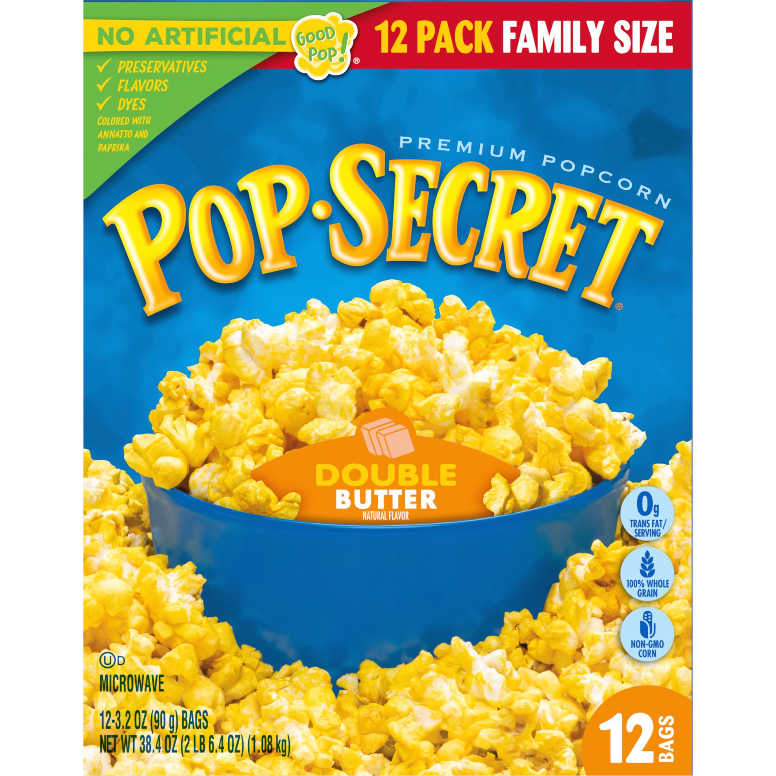 Pop Secret Pop Secret Popcorn, Double Butter Microwave Popcorn, 3.2 Oz Sharing Bags, 12 Ct