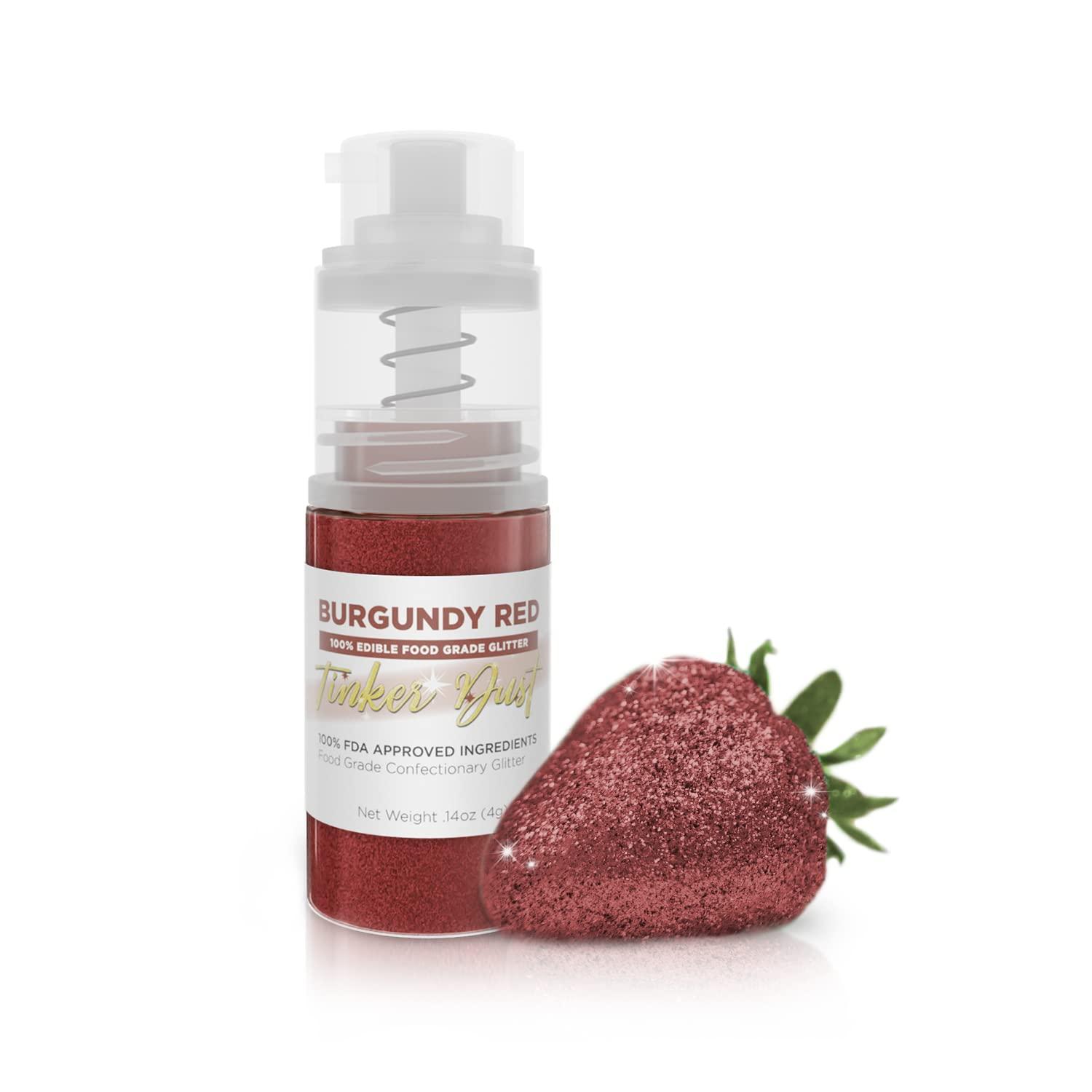 Bakell Bakell - Burgundy Red Tinker Dust (4g, 1x Mini Spray Pump) Edible Glitter for Food, Desserts, and Beverages!