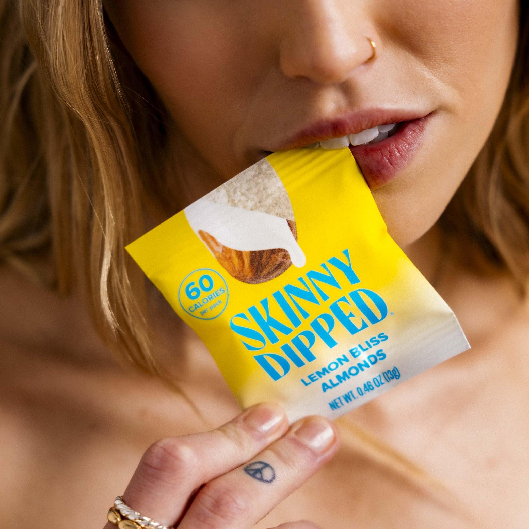 SKINNYDIPPED SkinnyDipped Lemon Bliss Yogurt Covered Almonds, Healthy Snack, Plant Protein, Gluten Free, 0.46 oz Mini Bags, Pack of 24