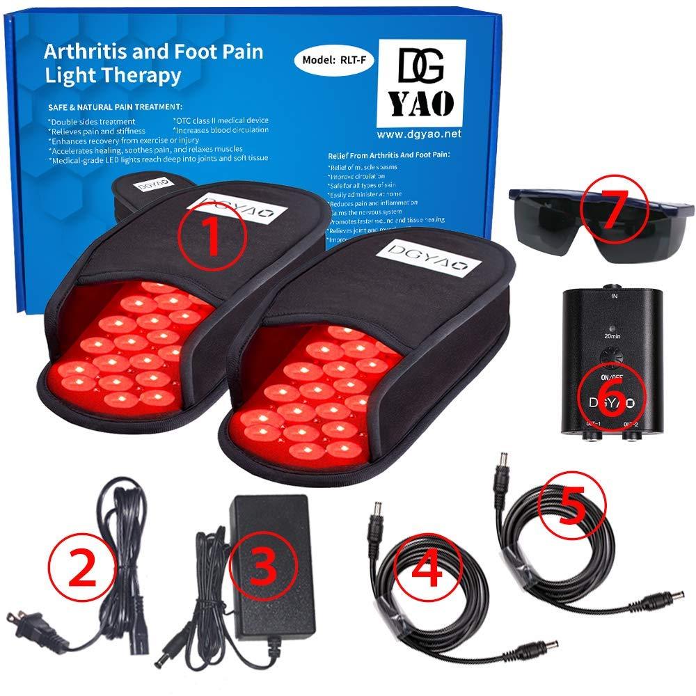 Talsafe 660nm LED Red Light and 880nm Near Infrared Light Therapy Devices Slippers for Foot Pain Relief Light Therapy Device Easily Use at Home Safe for All Types of Skin (Two Pads)