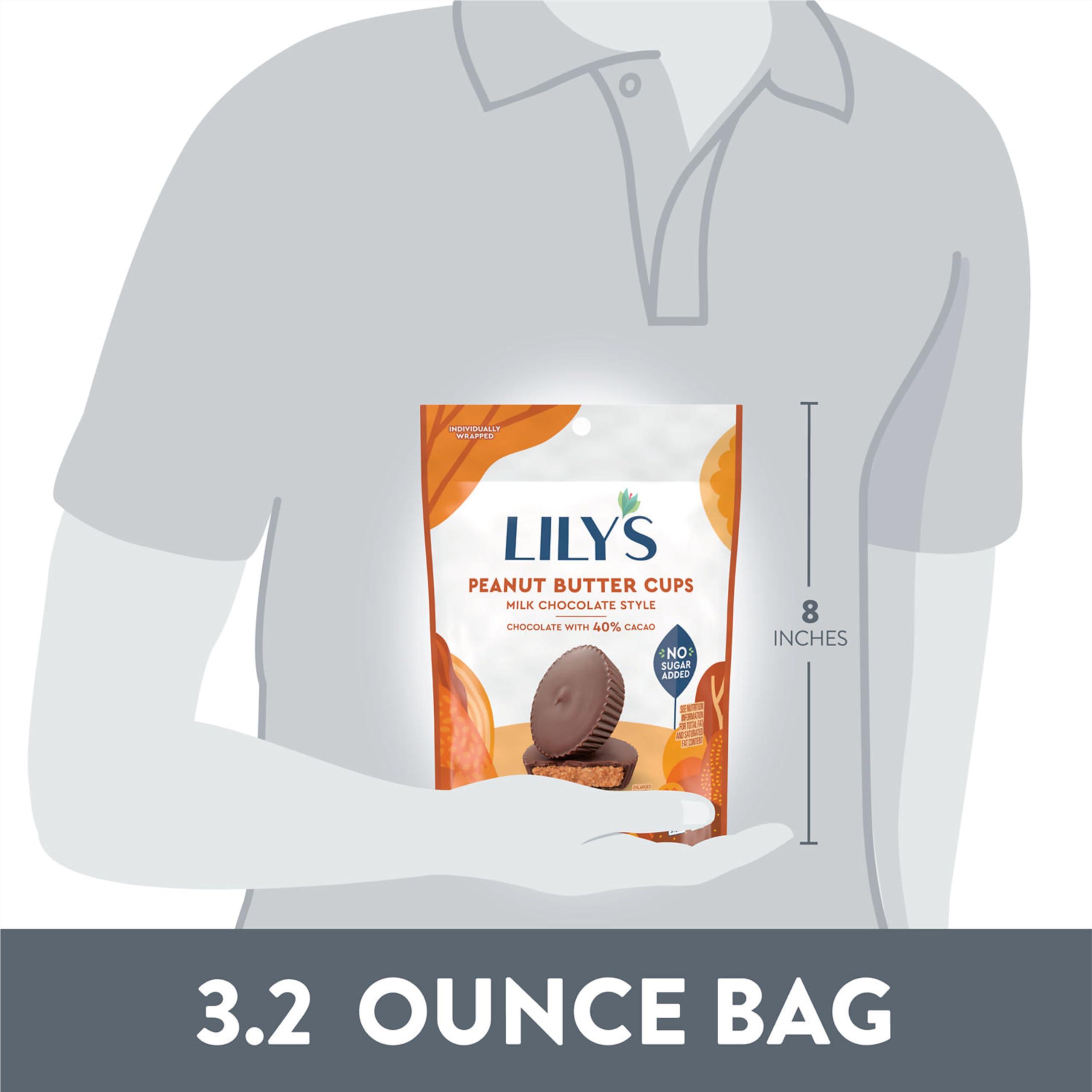 Lily's LILY\'S Milk Chocolate Style Peanut Butter Cups No Sugar Added, Sweets Bag, 3.2 oz