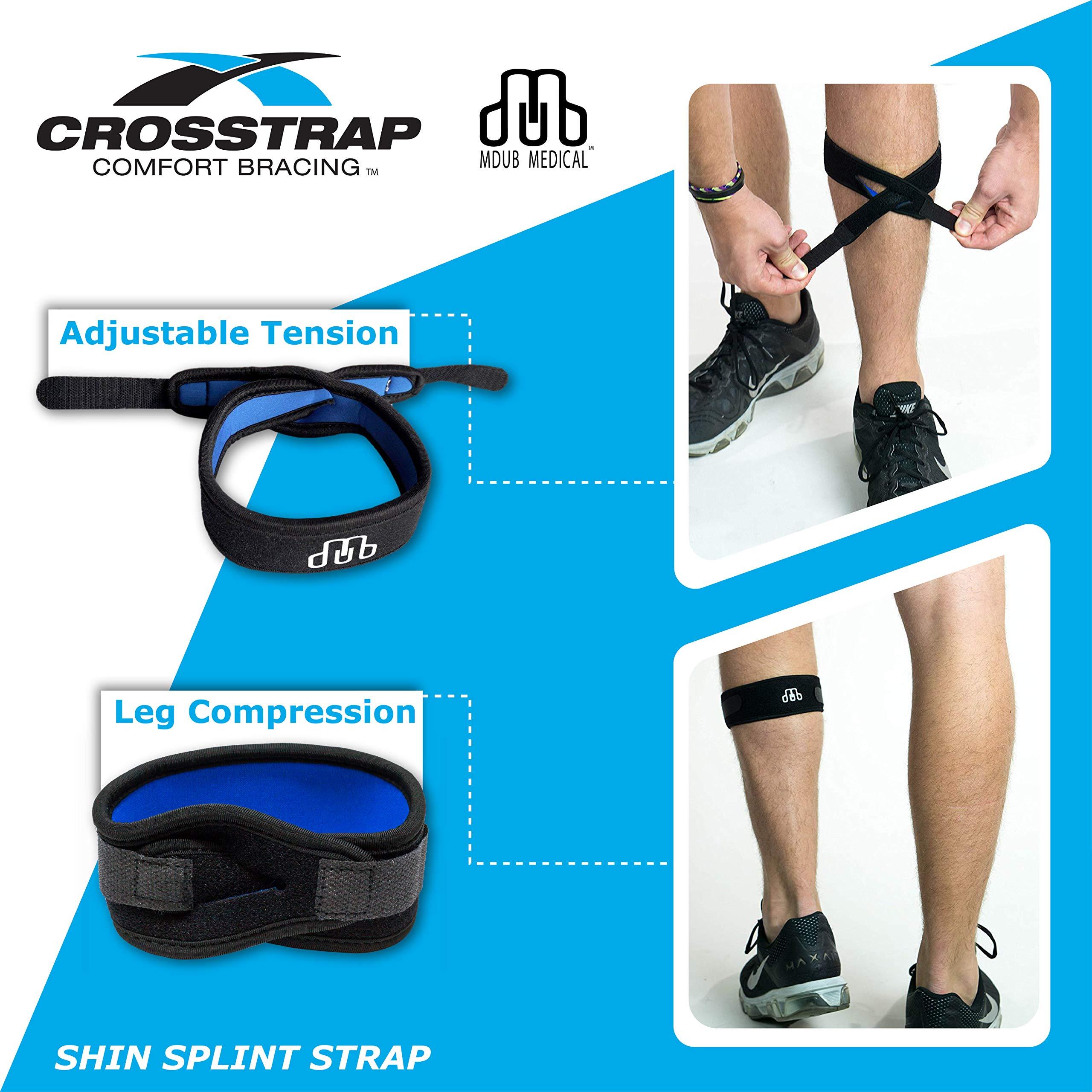 CROSSTRAP CROSSTRAP Shin Splint Support Strap | Adjustable Neoprene Shin Splint & Leg Compression Support Strap for Strains, Injuries, Pain, Pulled Muscles, Torn Calf | for Men & Women | 1 Strap (Large)