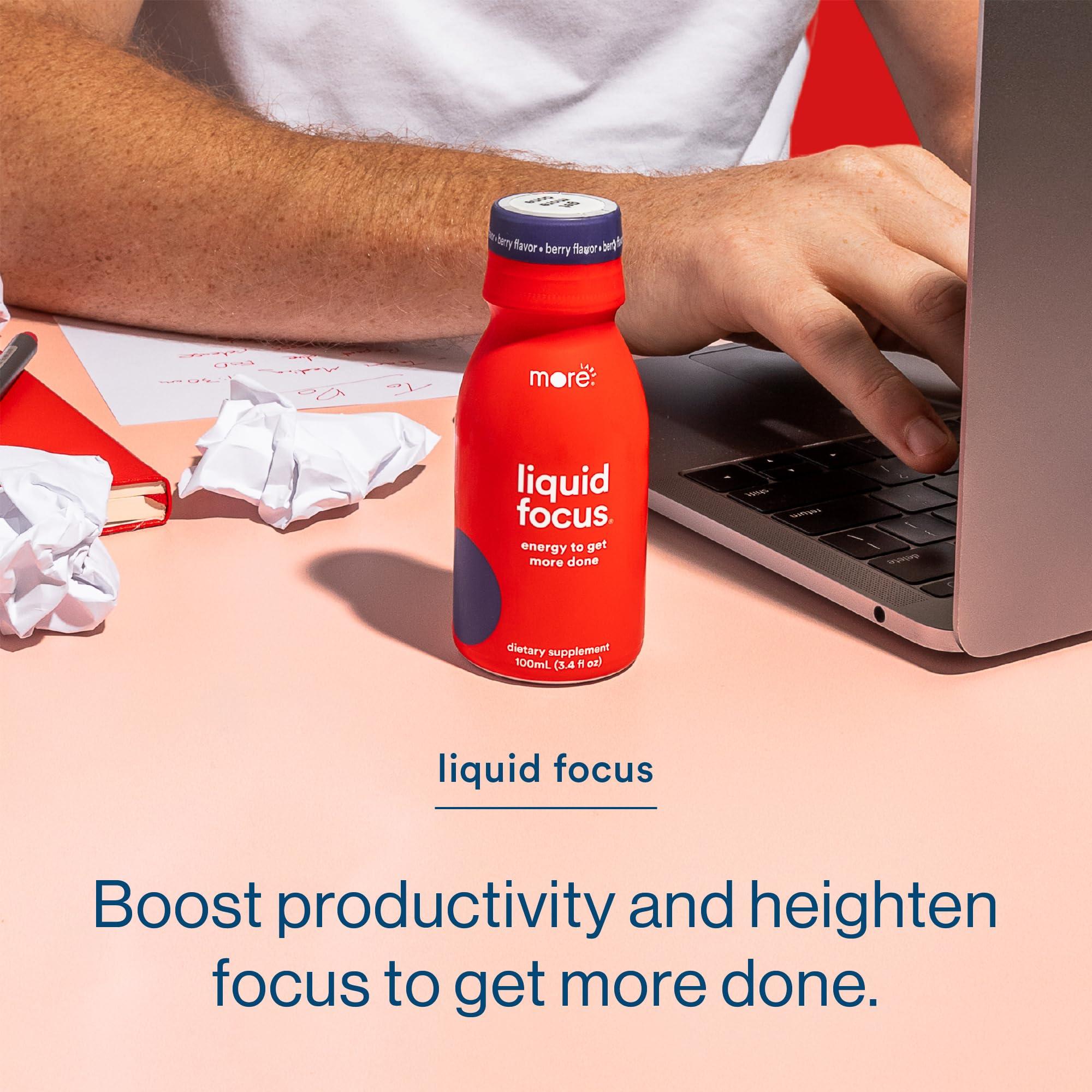 More Labs More Labs Liquid Focus, Nootropic Smart Drink with Powerful Antioxidants & Adaptogenic Herbs for Energy and Concentration, 150mg Caffeine (Pack of 6)