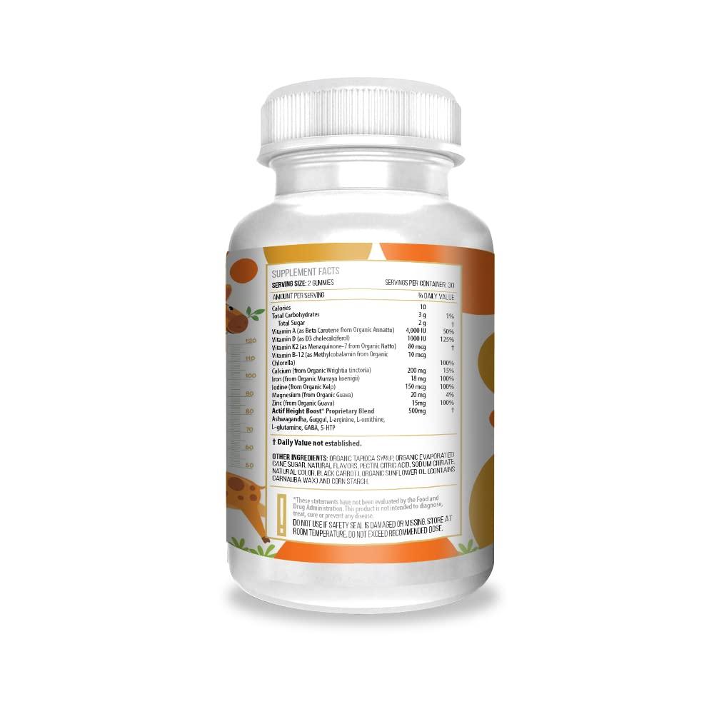 ACTIF Actif Height Boost Mega Support for Height Growth with 10+ Factors, Height Supplement for Kids and Teens, 60 Gummies, Strawberry Flavor, Get Tall Fast Formula