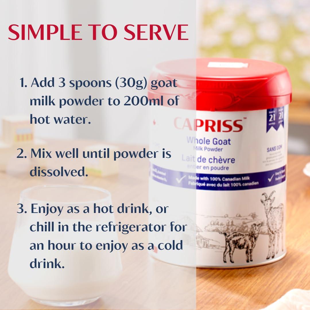 CAPRISS Capriss Whole Goat Milk Powder, 22.5oz | Canadian Family Farm Sourced, Vitamin D Enriched, High Protein & Calcium, A2 Milk, Easy to Digest, Gluten Free | No Antibiotics, No rBST, No Preservatives